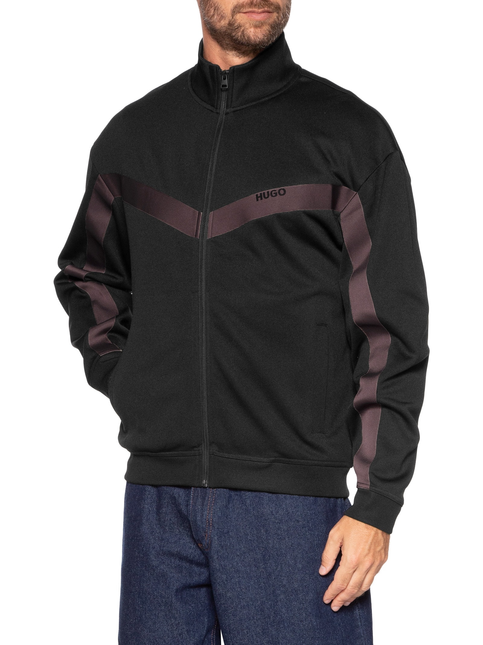 Jaqueta Masculina Relaxed- Fit Chevron Tape Darti Preto Hugo
