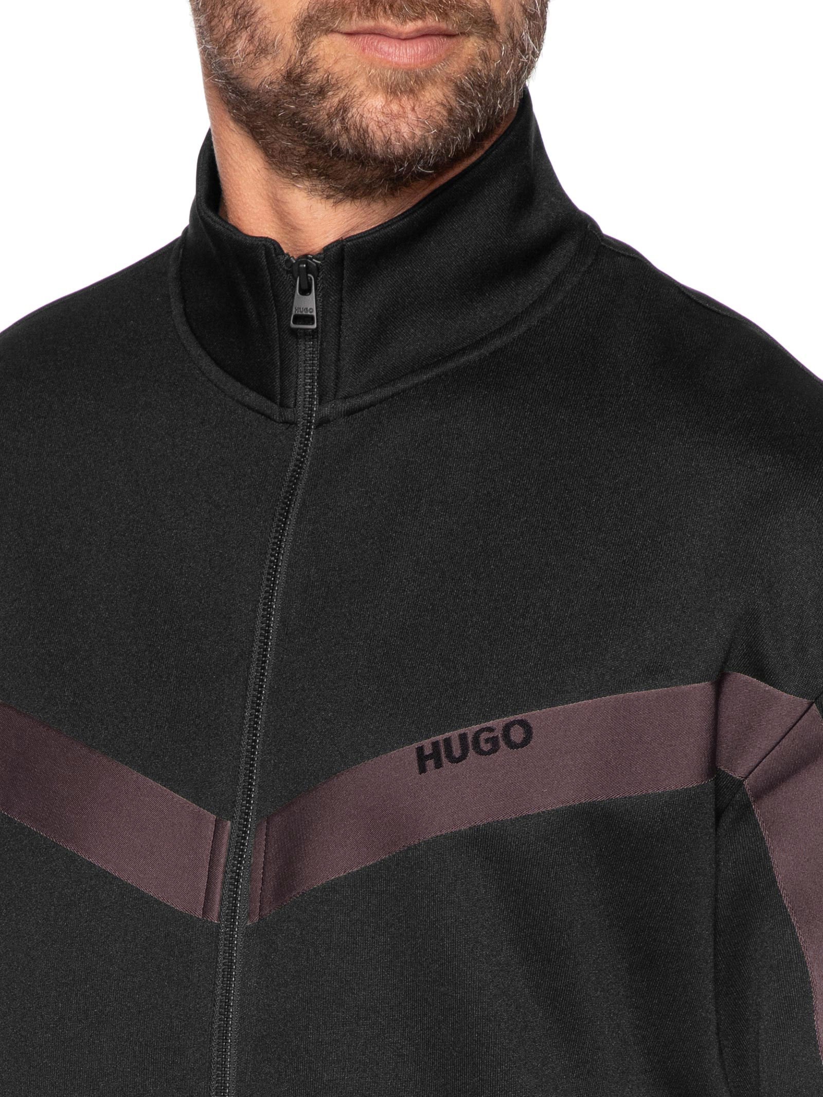Jaqueta Masculina Relaxed- Fit Chevron Tape Darti Preto Hugo