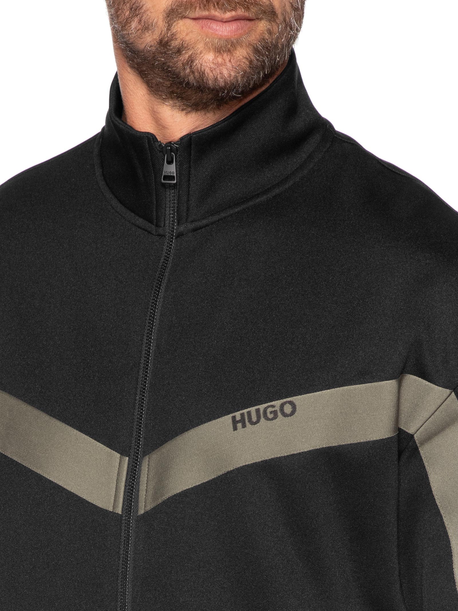 Jaqueta Masculina Relaxed- Fit Chevron Tape Darti Preto Hugo