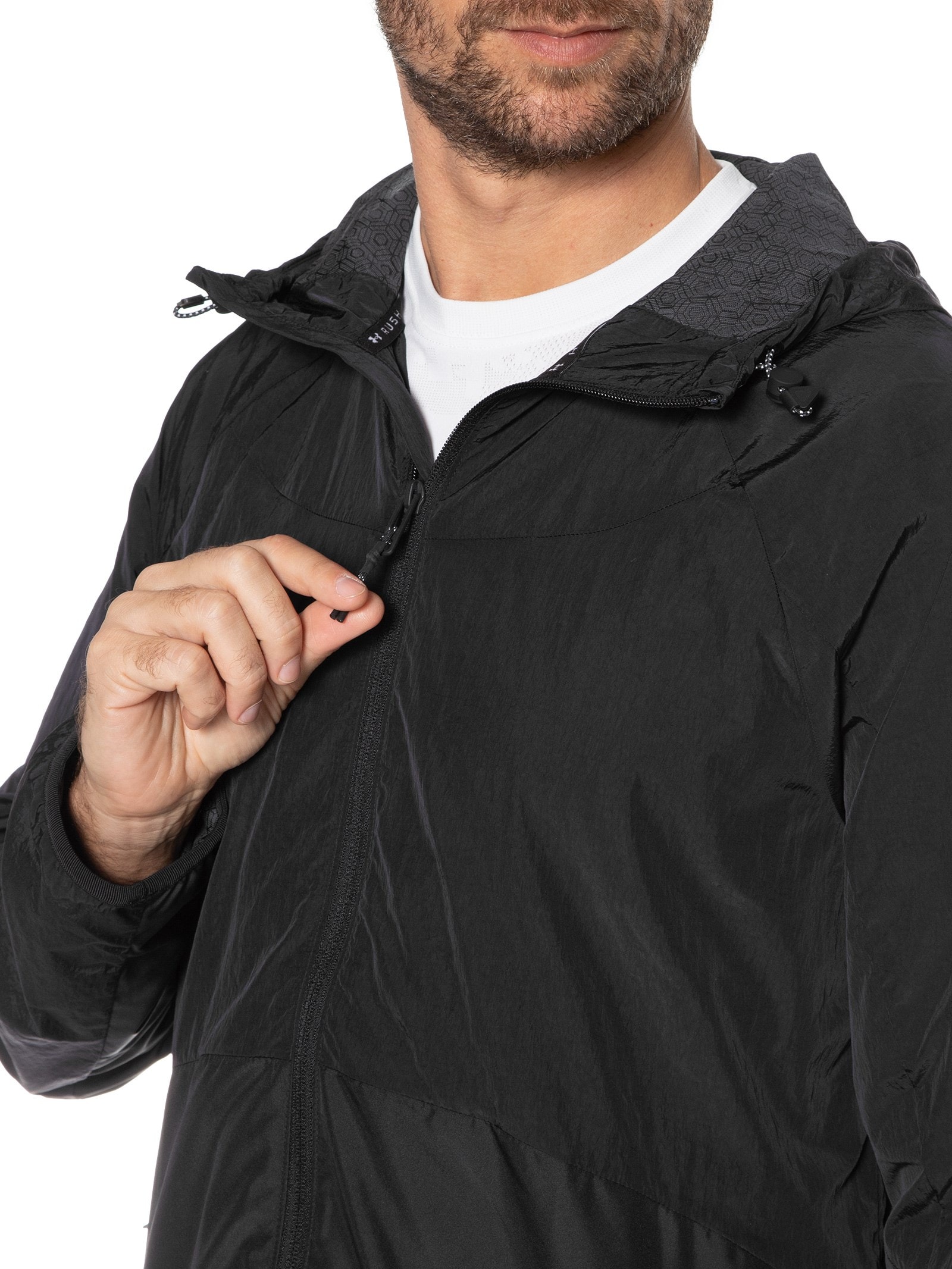 Under Armour - Jaqueta Masculina Rush Woven Fz - Preto
