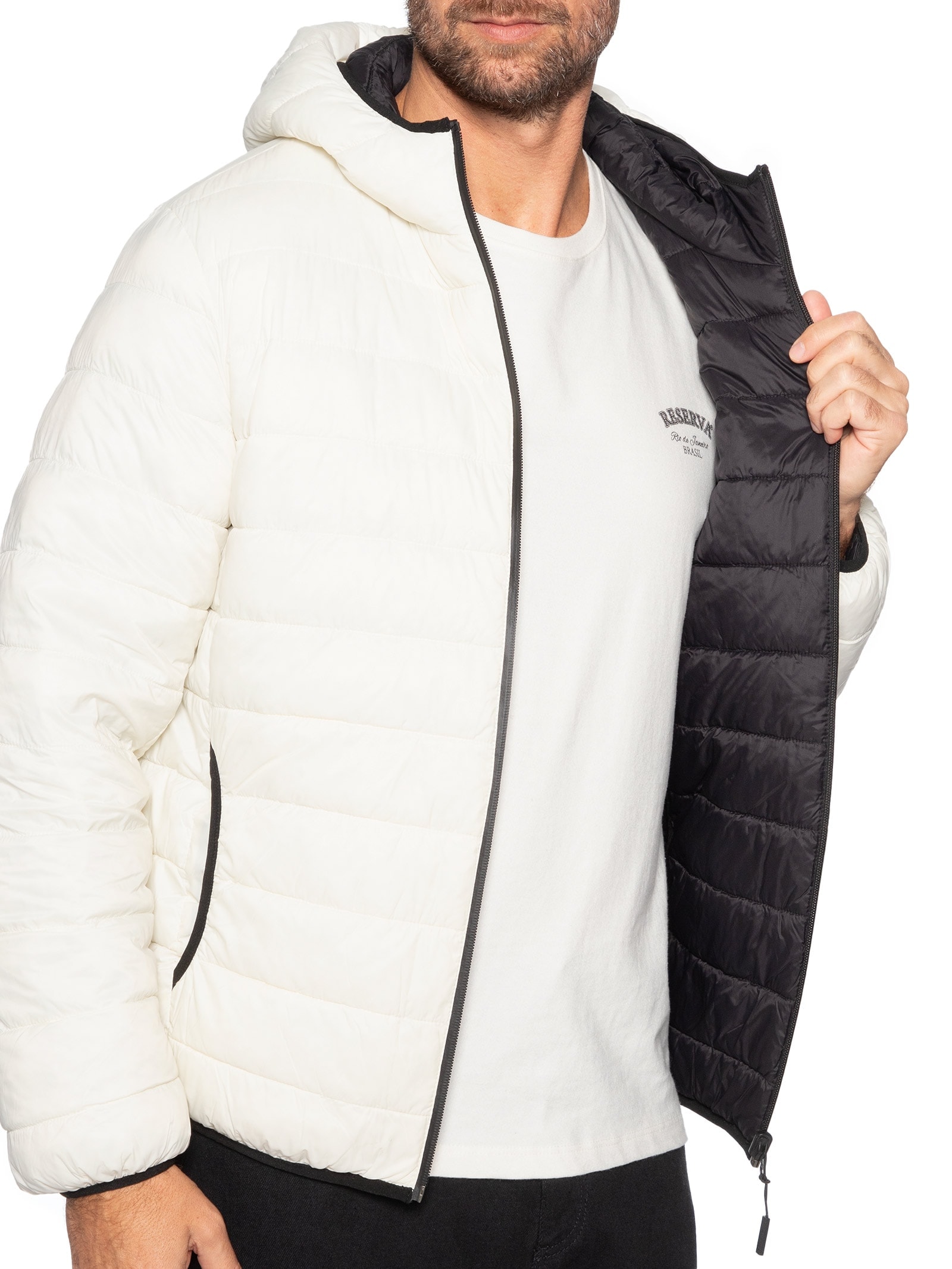 Jaqueta Masculina Superlight Hood Double Branco Osklen