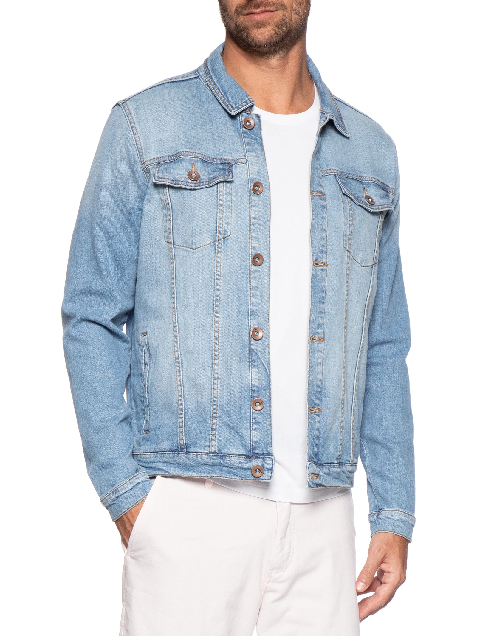 Jaqueta Masculina Trucker Jeans Max Azul Reserva