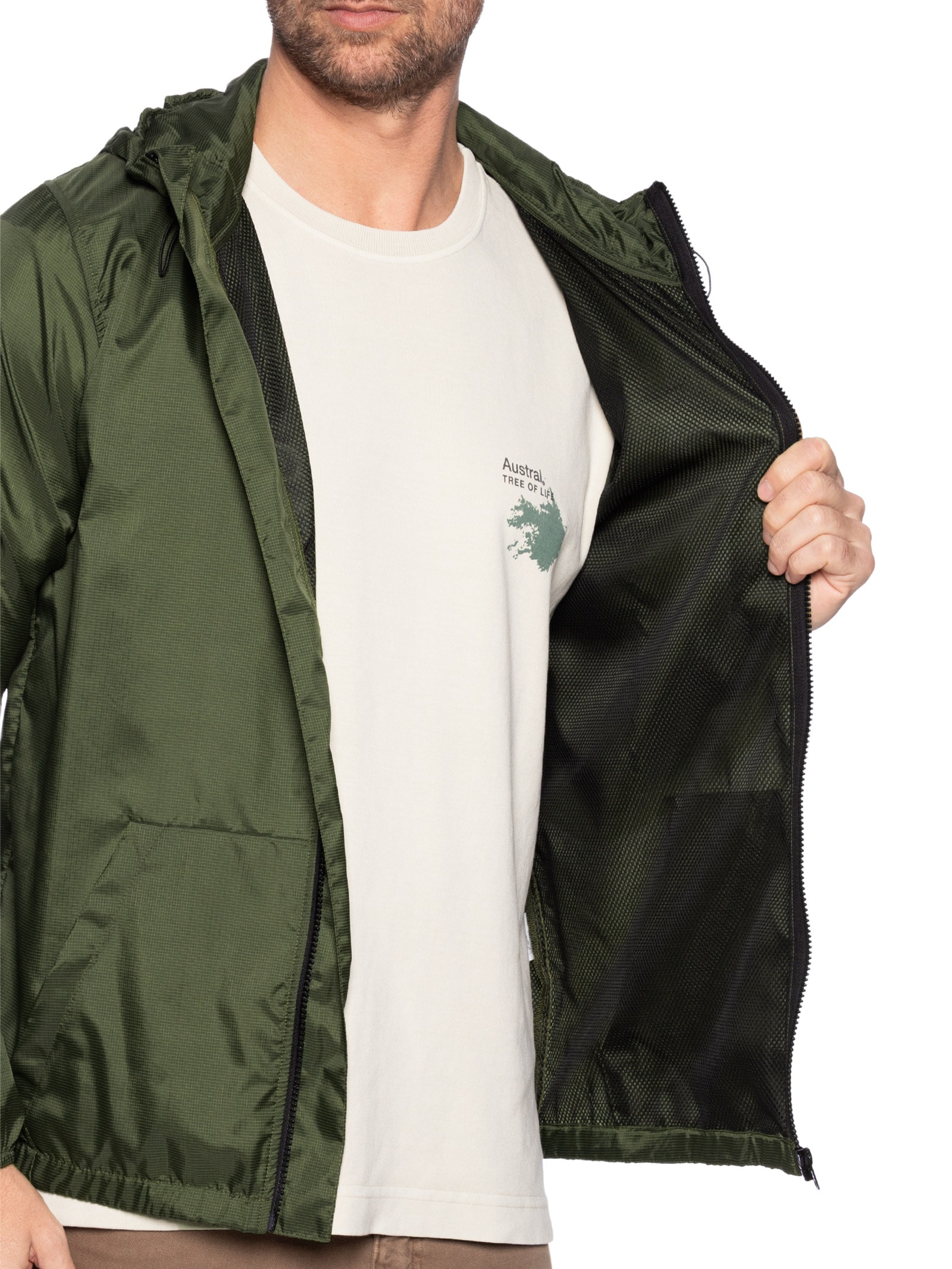 Austral - Jaqueta Masculina Windbreaker Ancient World - Verde