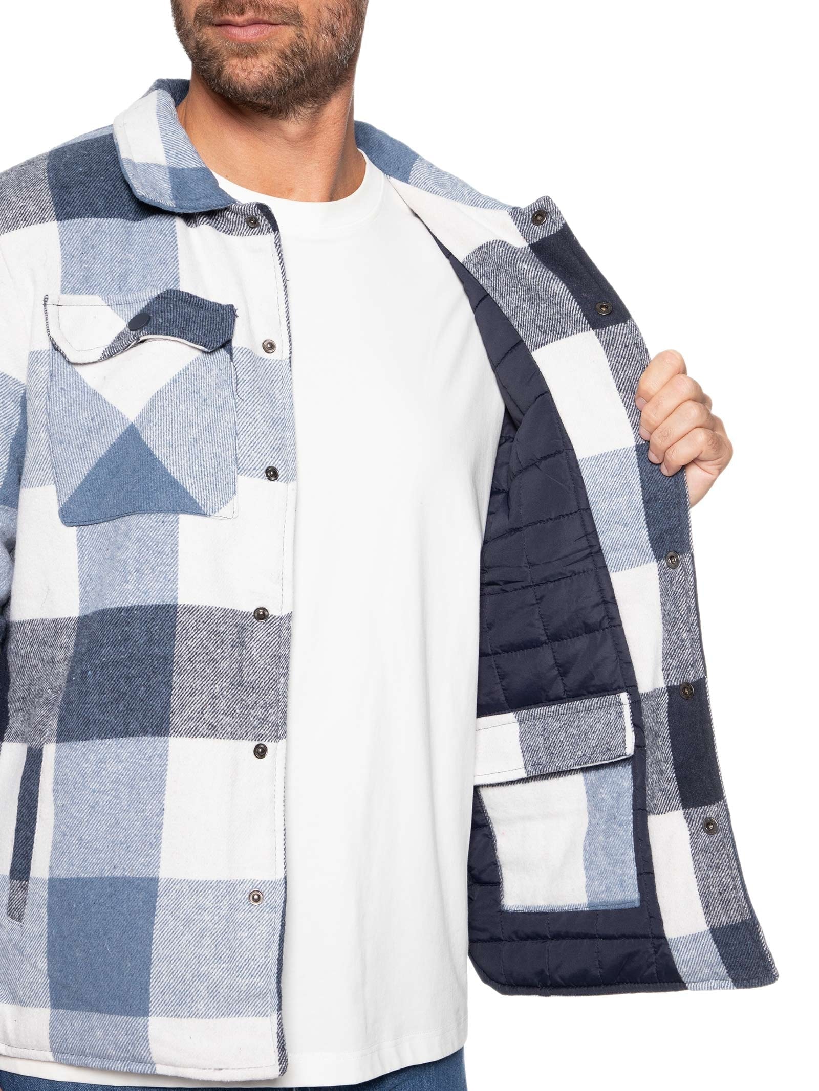 Jaqueta Masculina Xadrez Azul Basiq Men