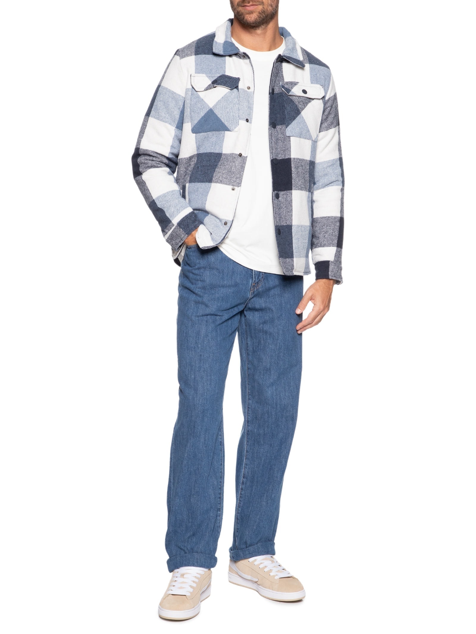 Jaqueta Masculina Xadrez Azul Basiq Men