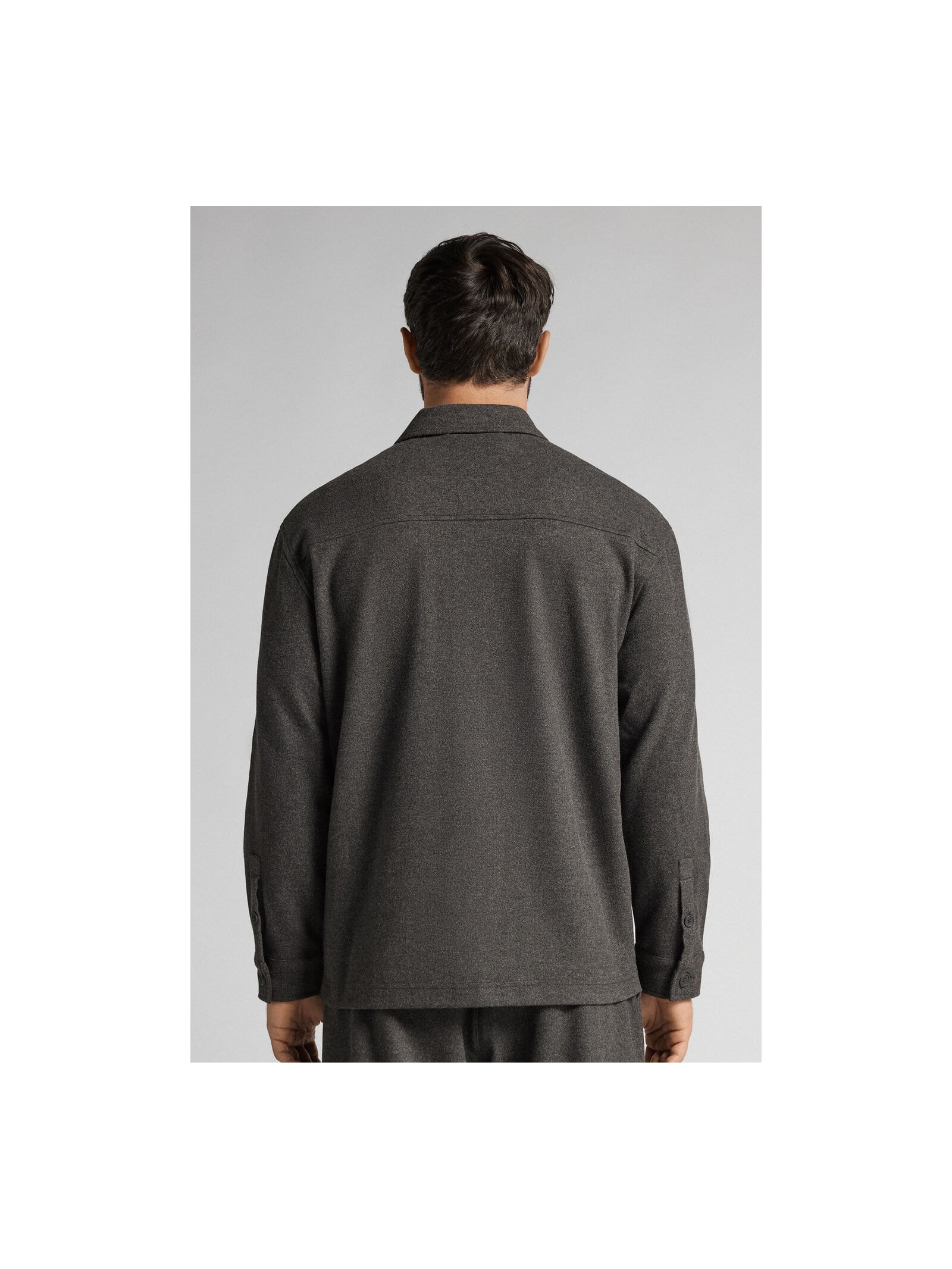 Jaqueta Overshirt Com Botões e Efeito Lã Cinza Intimissimi