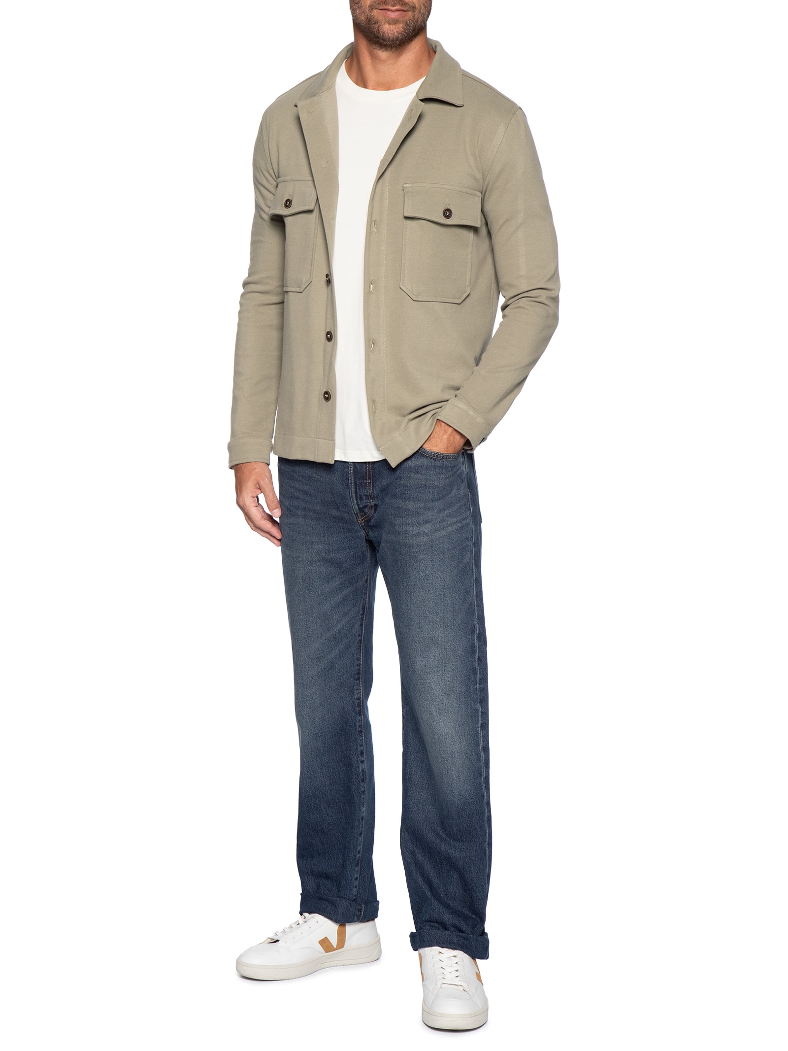 Jaqueta Overshirt Masculina Malha Stelvio Bege Austral