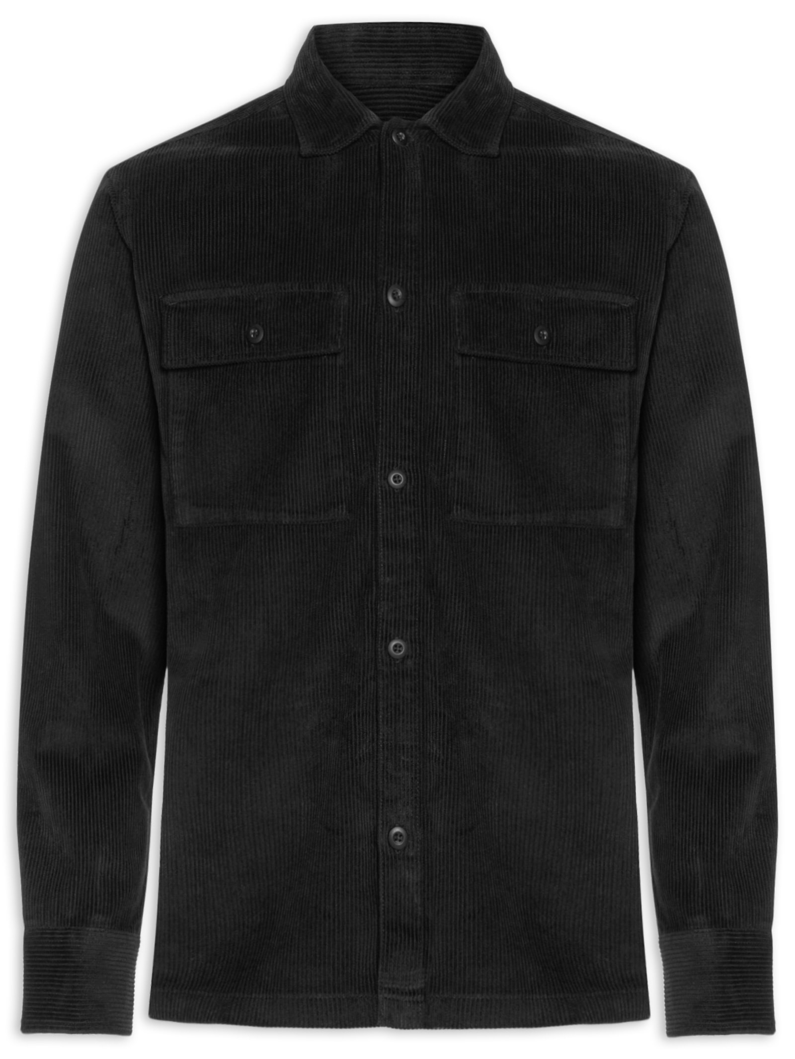Jaqueta Overshirt Masculina Perfect em Veludo Preto Jack & Jones