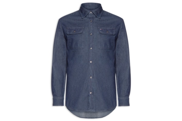 Jaqueta Overshirt Masculina Relaxed Fit Denim Dark - Azul