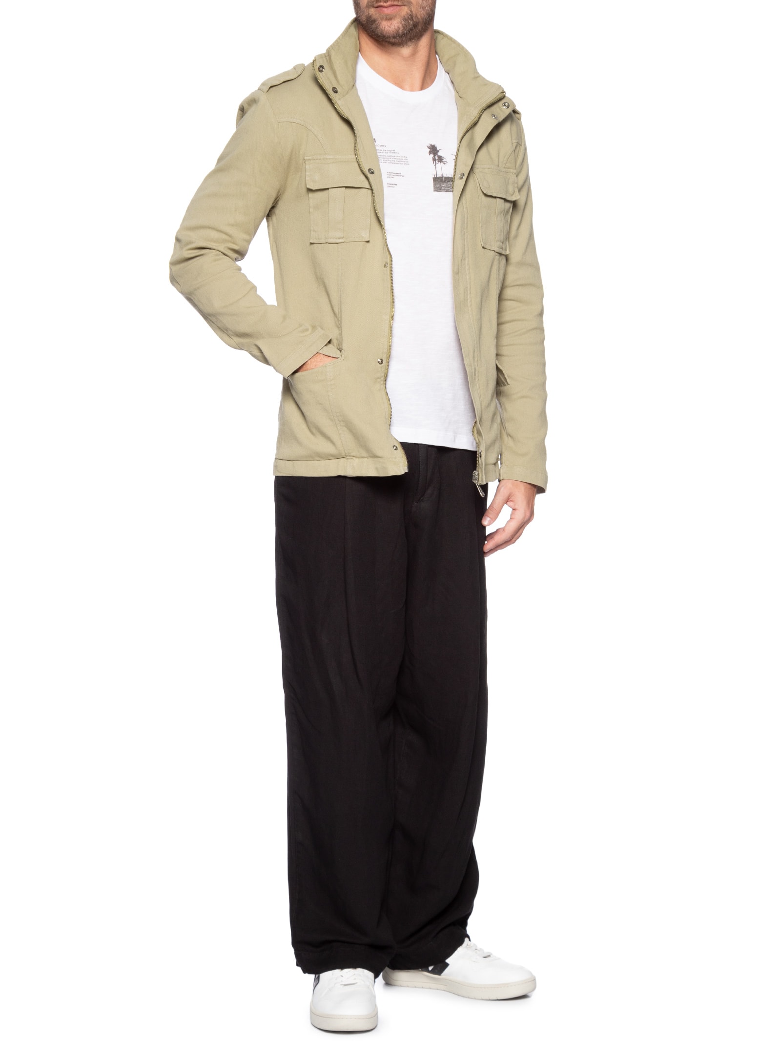 Jaqueta Parka Masculina Pockets Gola Alta Marrom Osklen