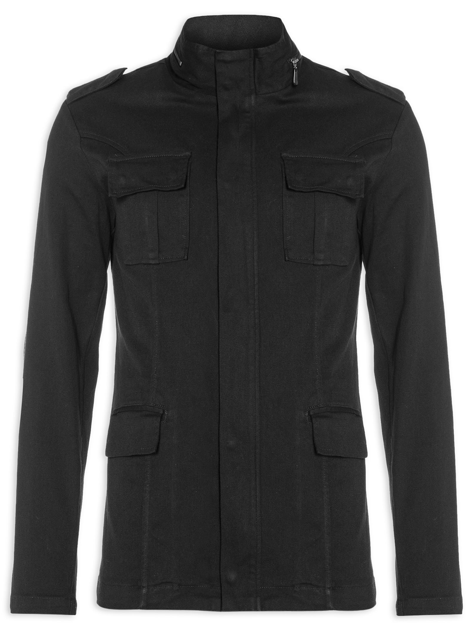 Jaqueta Parka Masculina Pockets Gola Alta Preto Osklen