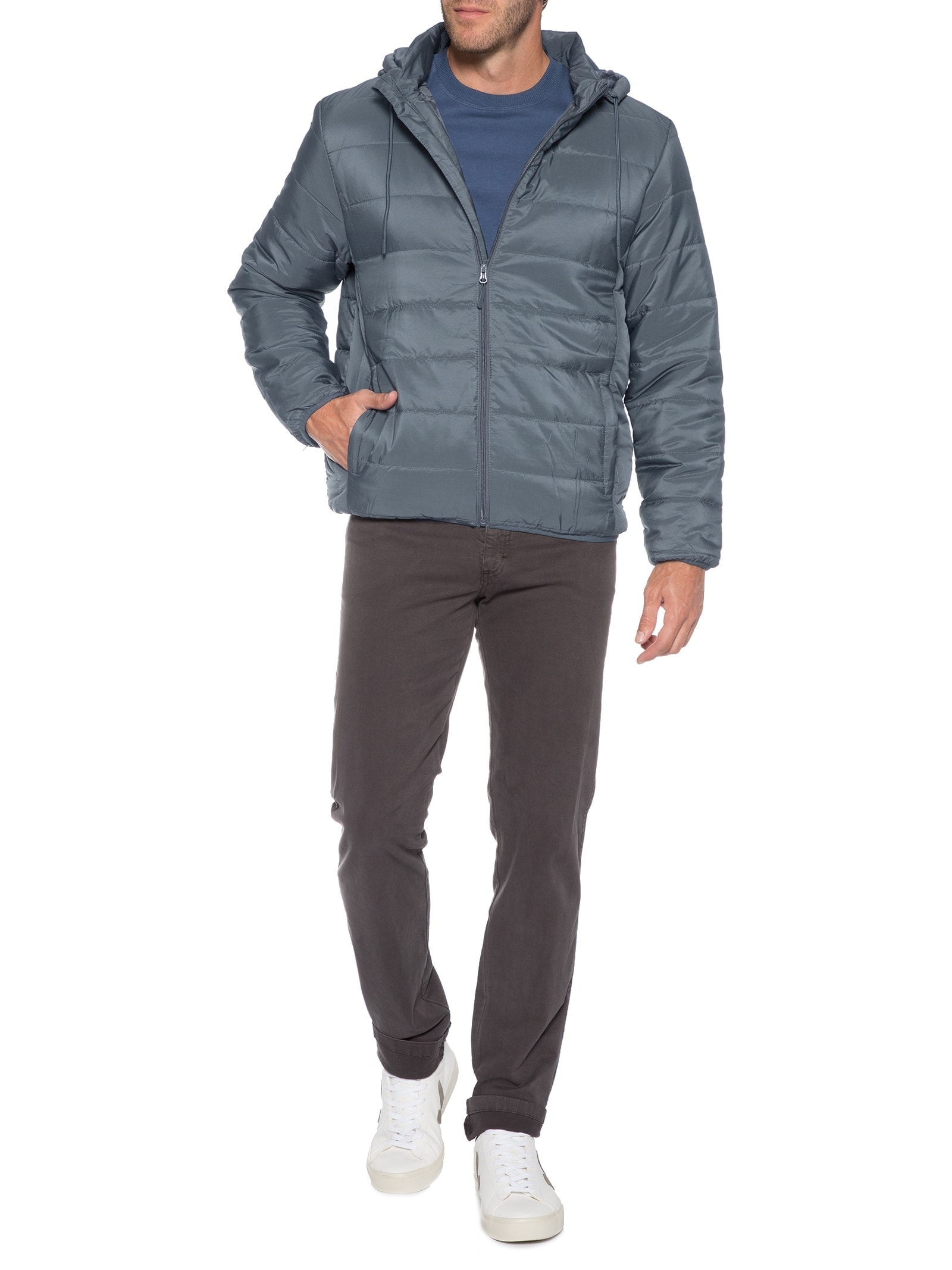 Jaqueta Puffer Cinza Basiq Men
