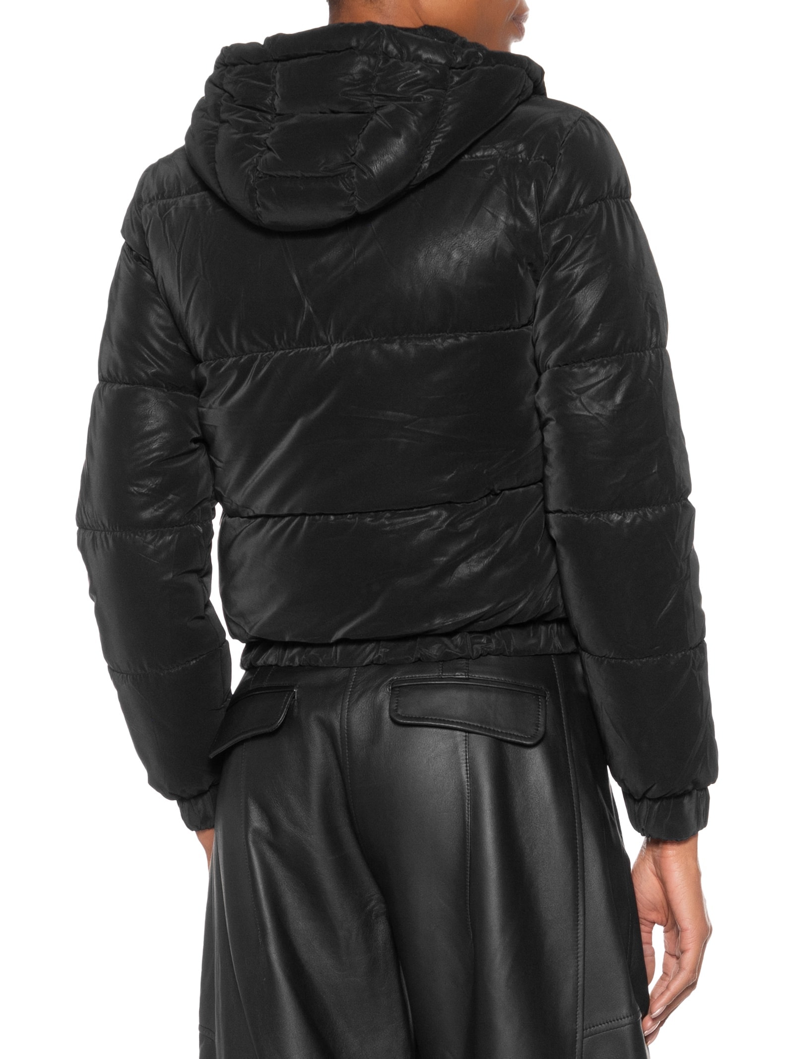 Jaqueta Puffer Feminina Com Capuz Removível Preto Market 33