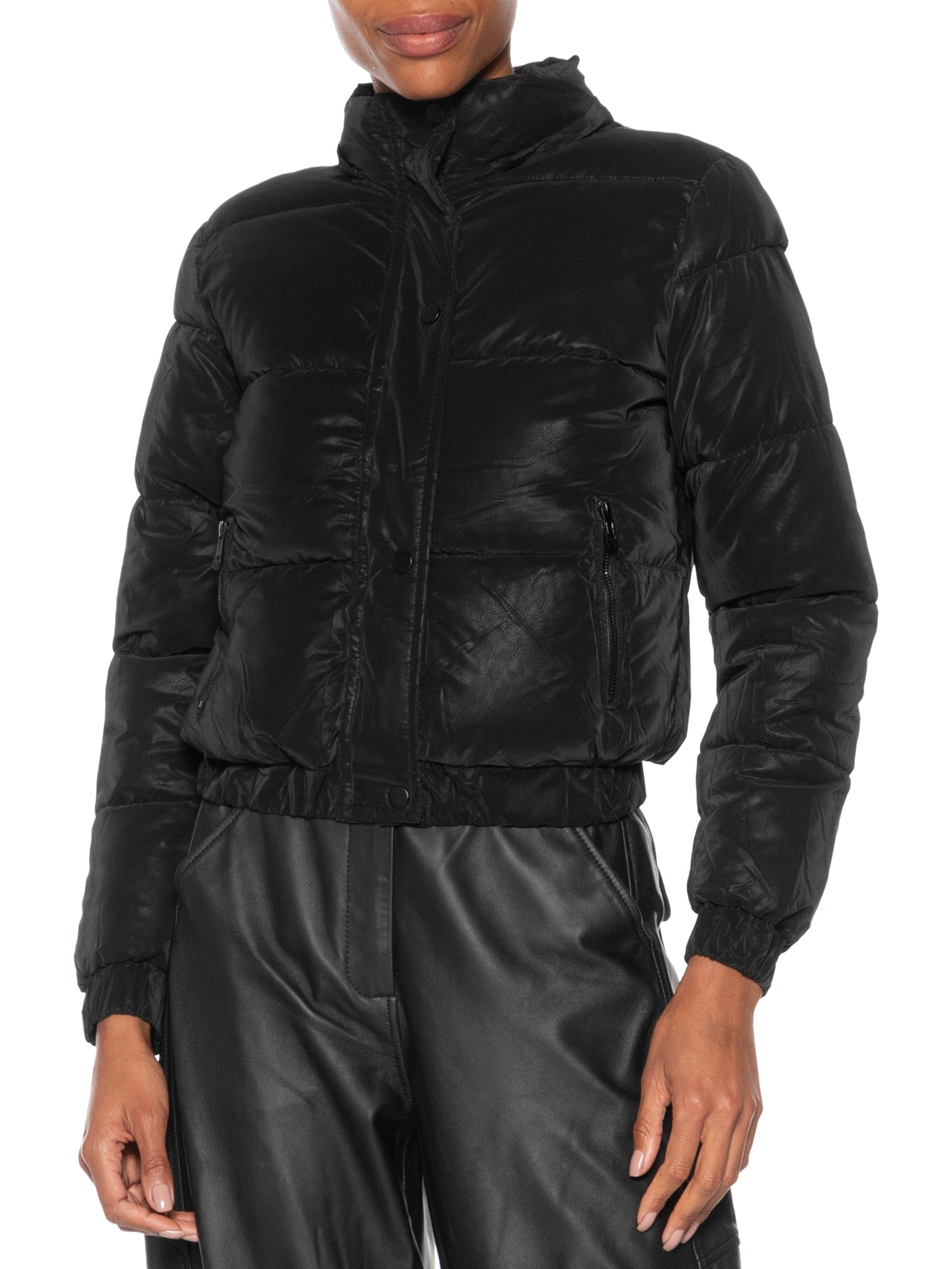 Jaqueta Puffer Feminina Com Capuz Removível Preto Market 33