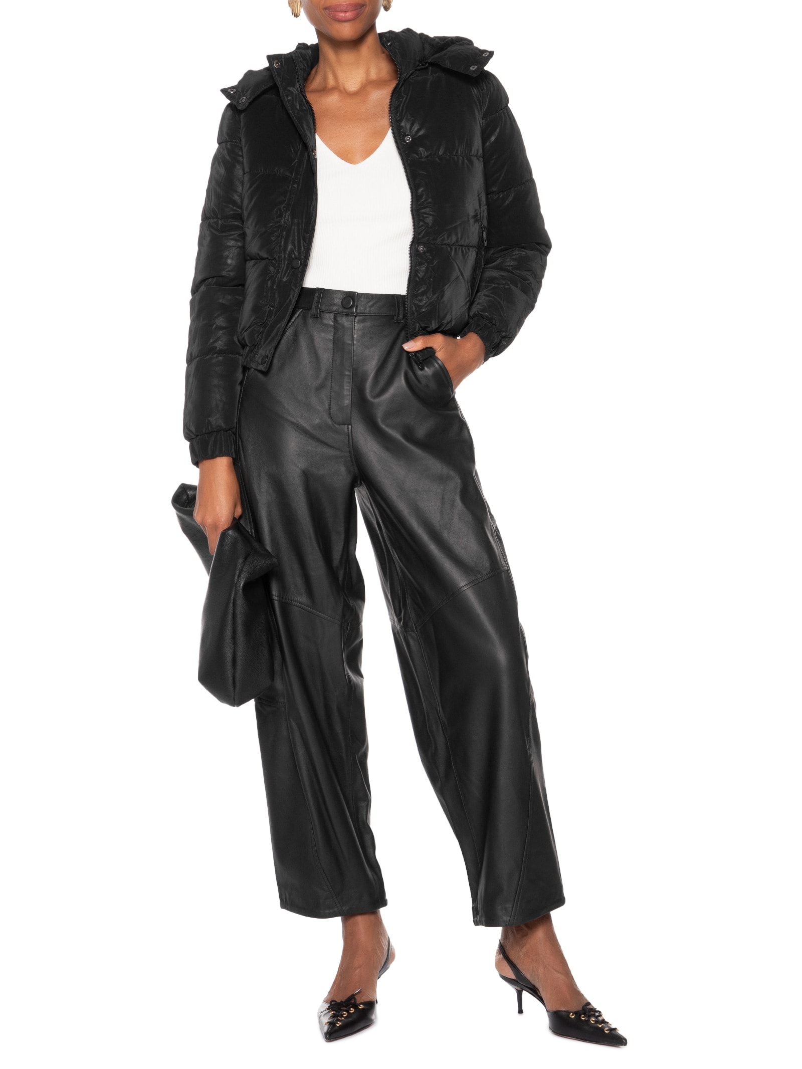 Jaqueta Puffer Feminina Com Capuz Removível Preto Market 33