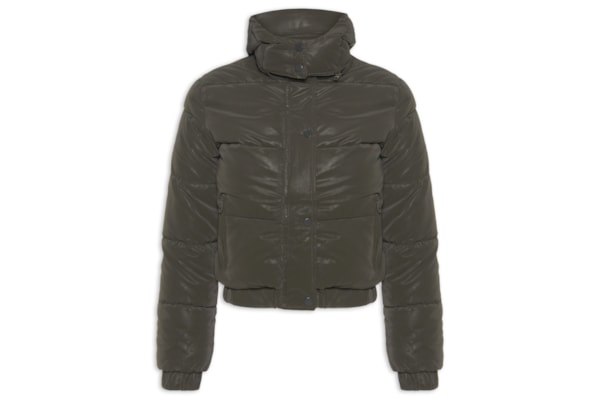 Jaqueta Puffer Feminina Com Capuz Removível - Verde