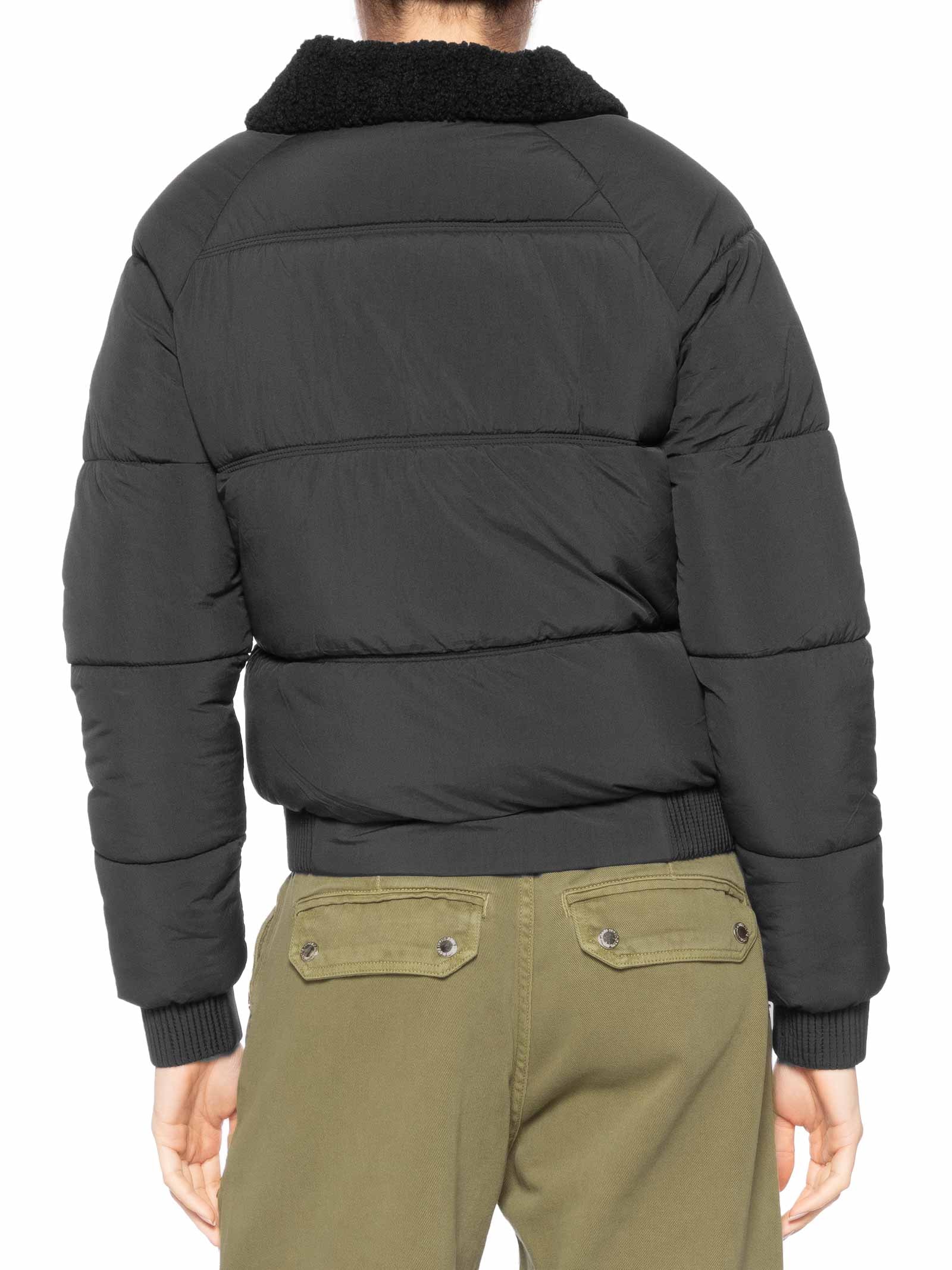 Jaqueta Puffer Feminina Com Forro Peluciado Preto Market 33