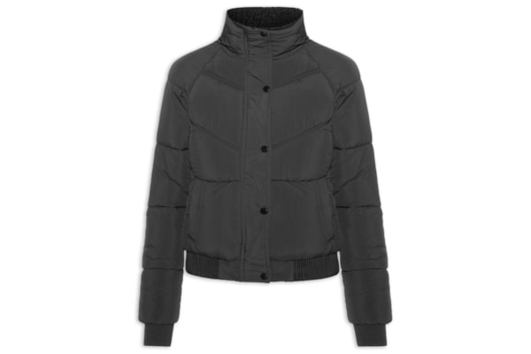 Jaqueta Puffer Feminina Com Forro Peluciado - Preto