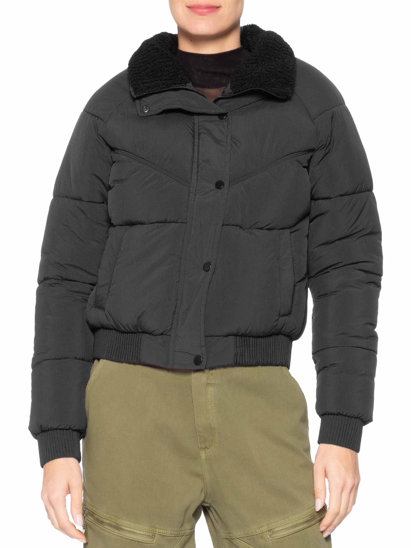 Jaqueta Puffer Feminina Com Forro Peluciado Preto Market 33