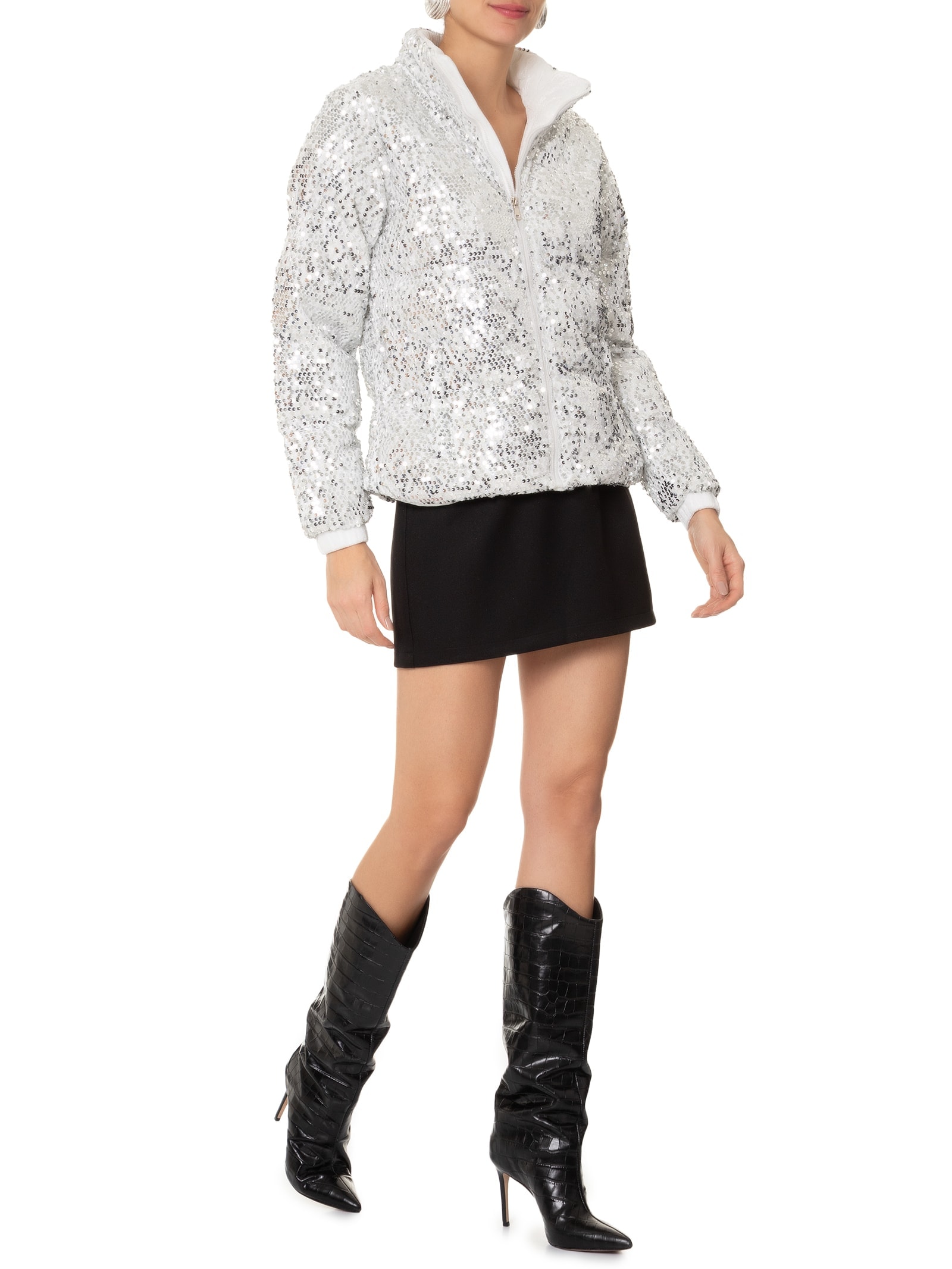 Jaqueta Puffer Feminina Com Paetê Off White Market 33