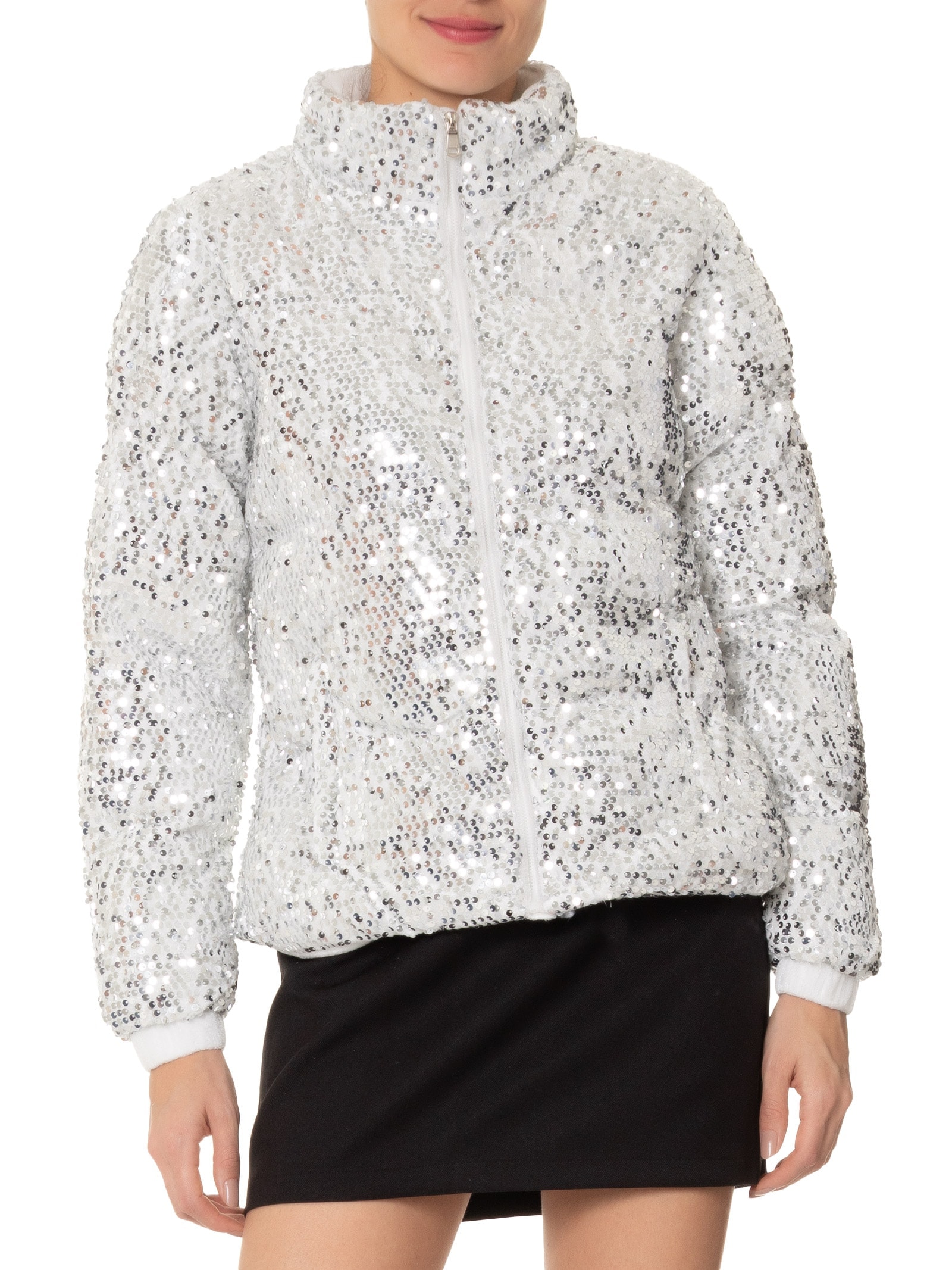 Jaqueta Puffer Feminina Com Paetê Off White Market 33