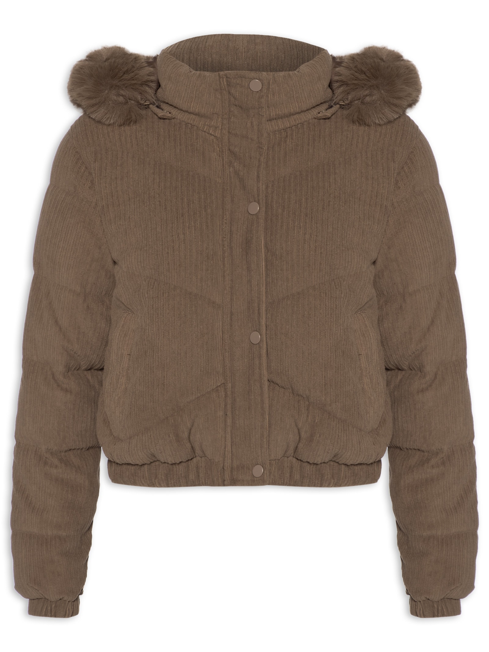 Jaqueta Puffer Feminina Marrom Market 33