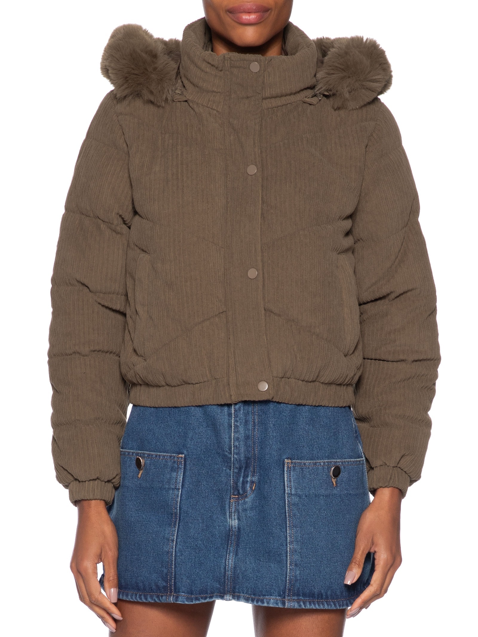 Jaqueta Puffer Feminina Marrom Market 33