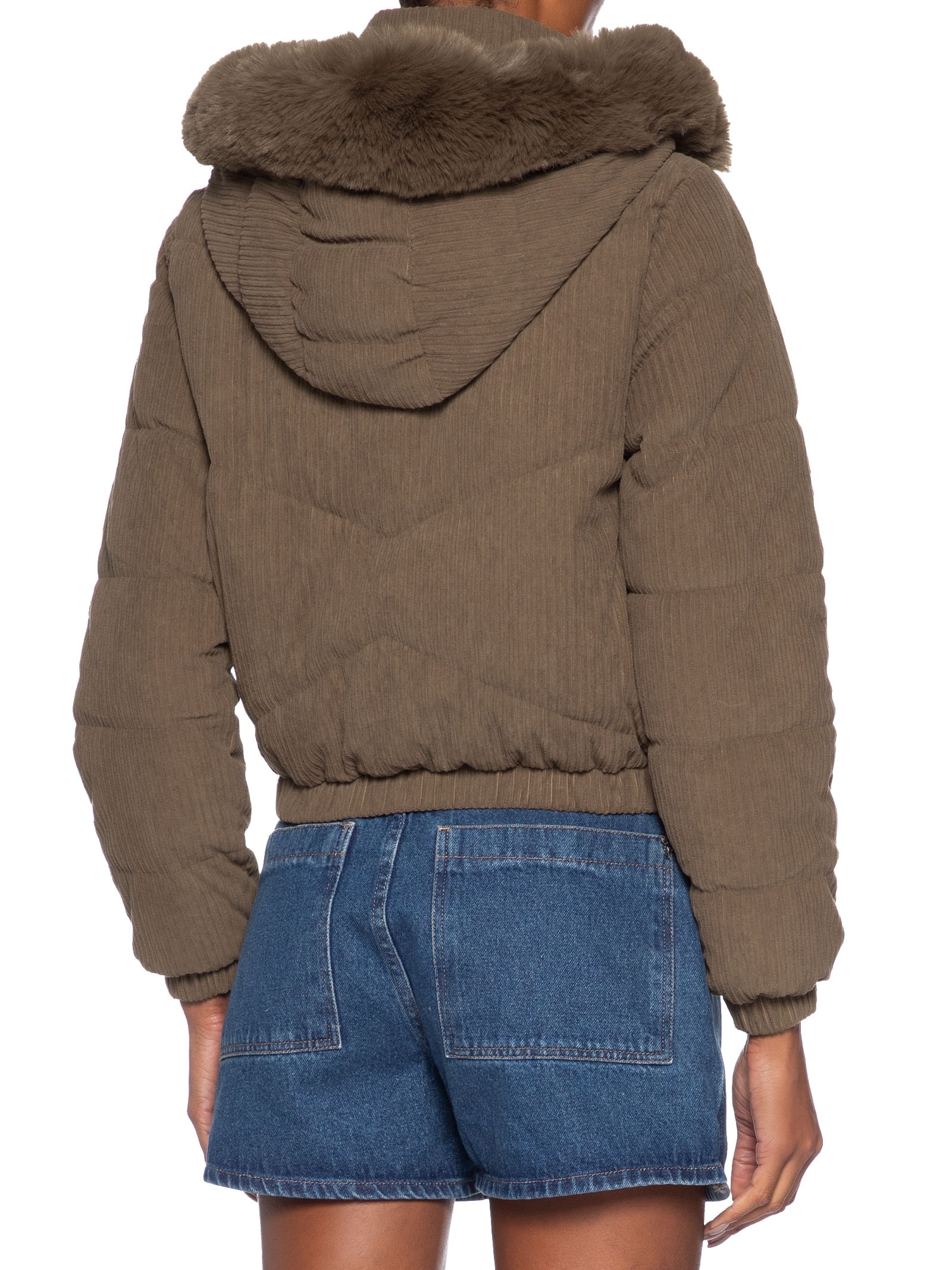 Jaqueta Puffer Feminina Marrom Market 33