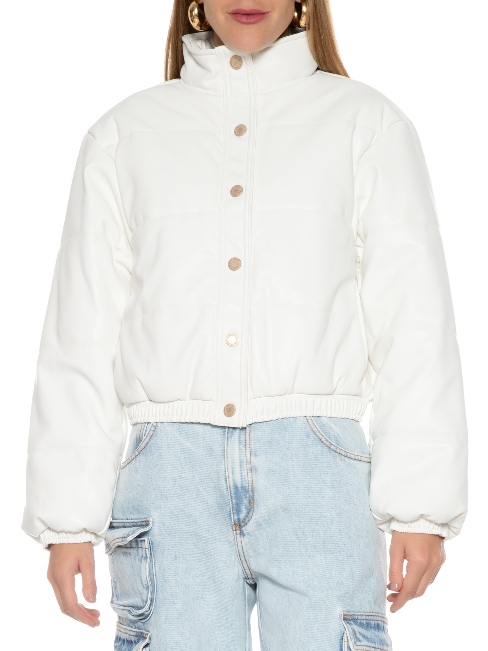 OHGA オーガ BUBBLE JK バブルジャケット ホワイト ブルゾン Jaqueta Puffer Gola Alta - Off White - Lança Perfume