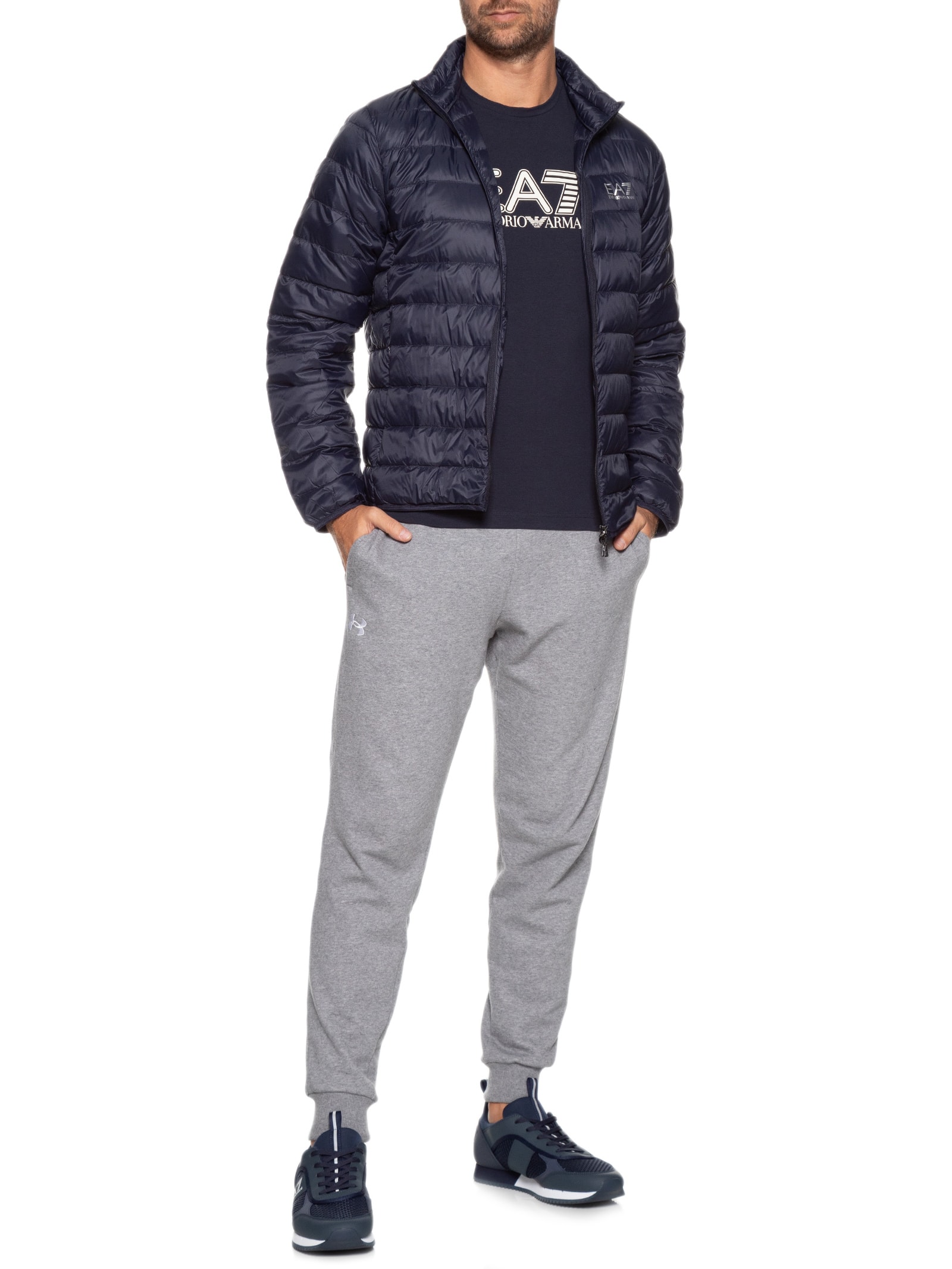 Jaqueta Puffer Masculina Train Core Down Light Azul Ea7 Emporio Armani