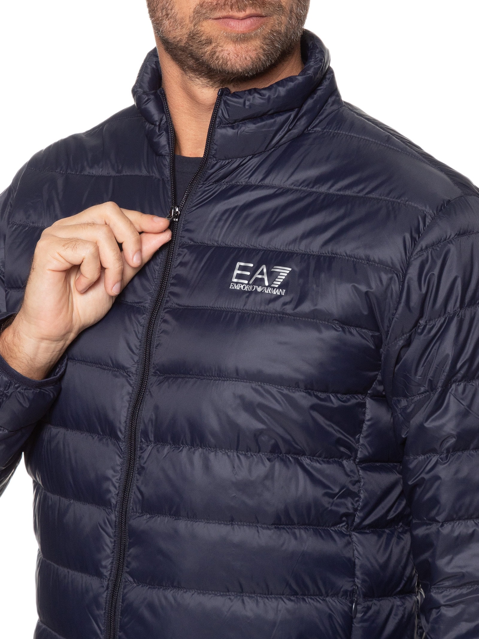 Jaqueta Puffer Masculina Train Core Down Light Azul Ea7 Emporio Armani