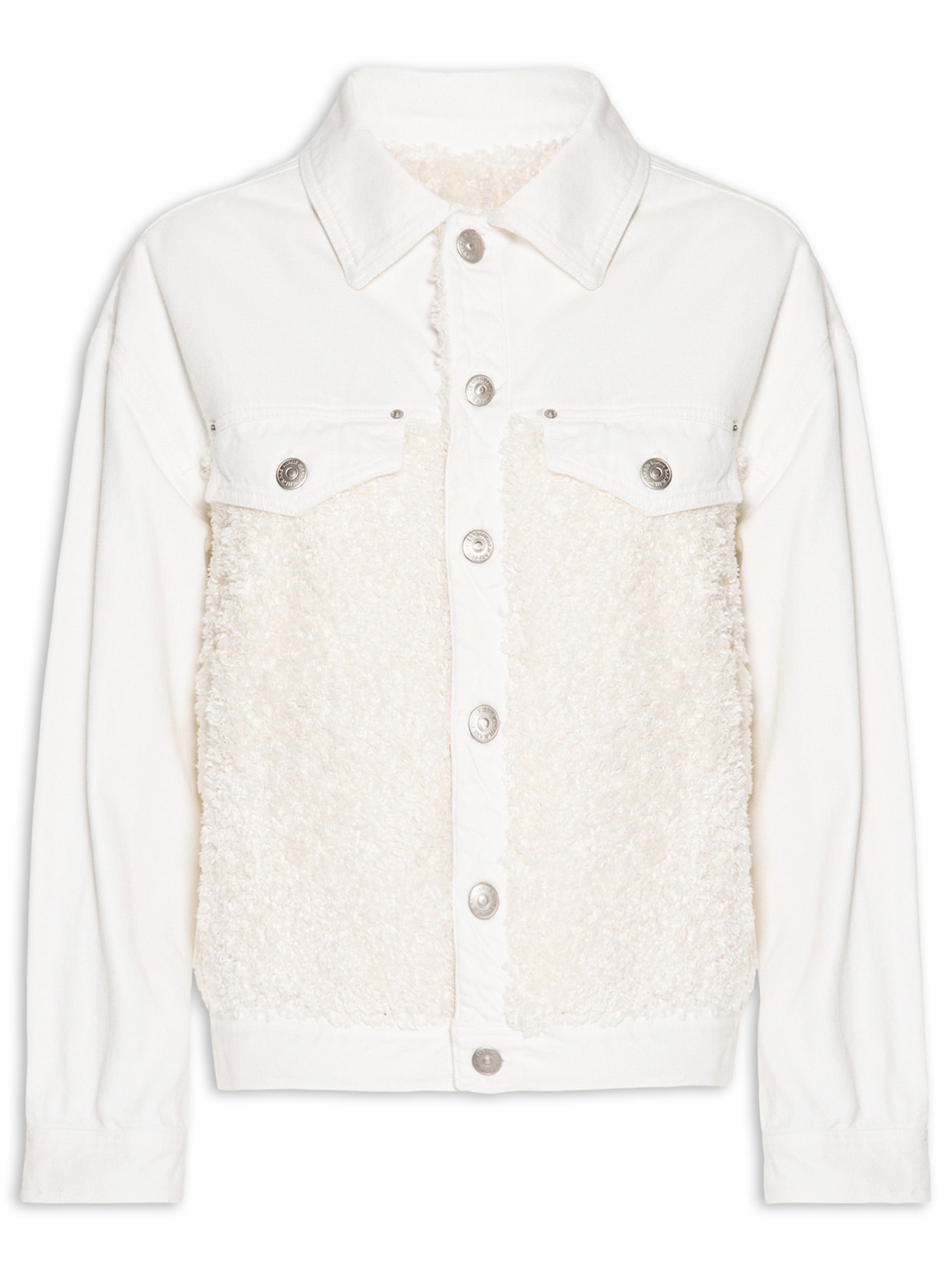 Jaqueta Sarja Com Pelo Lurex Off White Animale Jeans