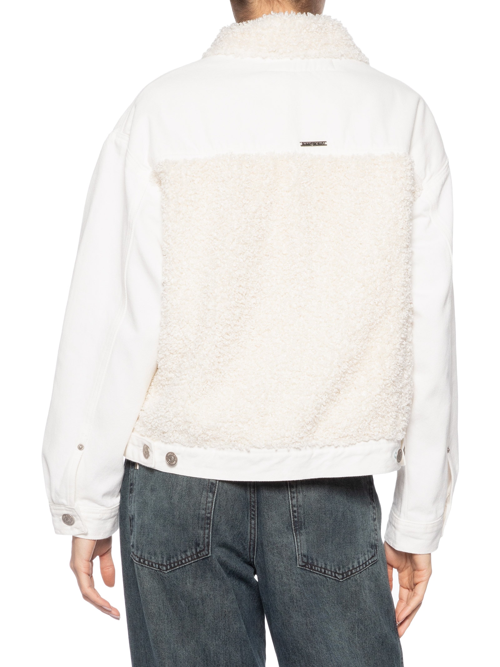 Jaqueta Sarja Com Pelo Lurex Off White Animale Jeans