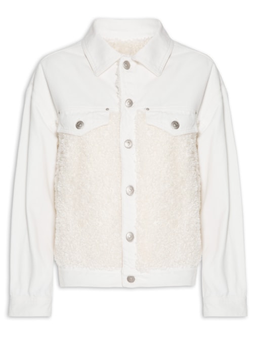 Jaqueta Sarja Com Pelo Lurex – Off White