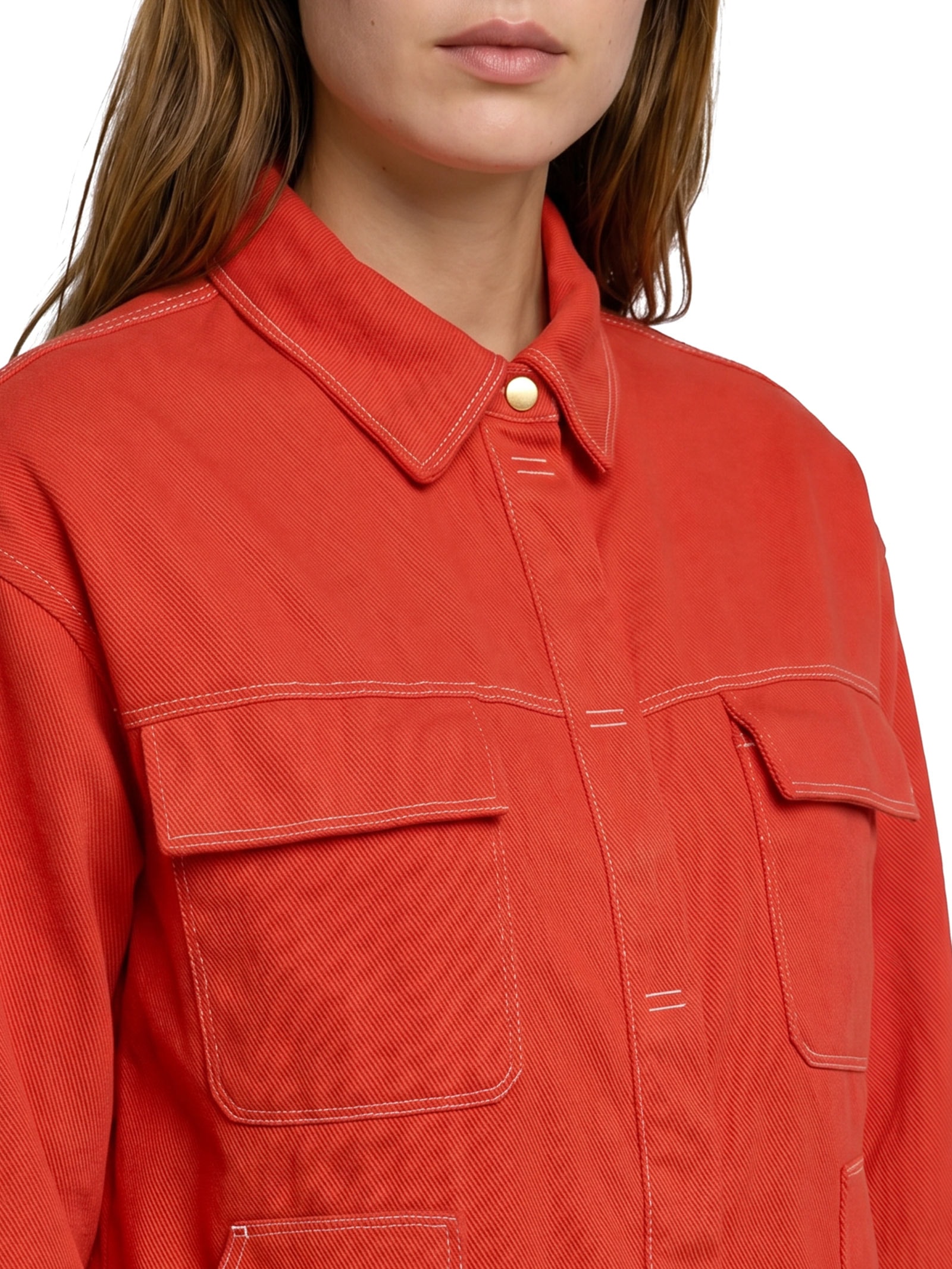 Jaqueta Sarja Nervuras Cotele Feminina – Vermelho Cantão