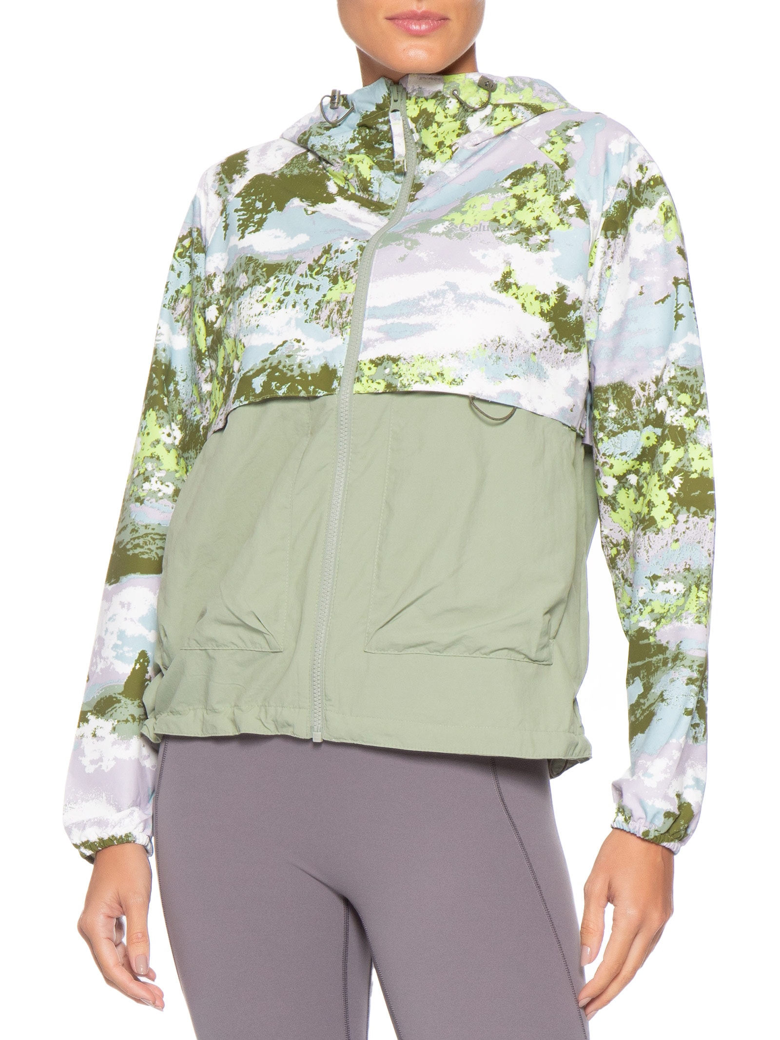 Jaqueta Spire Valley™ Printed Windbreaker – Verde Columbia