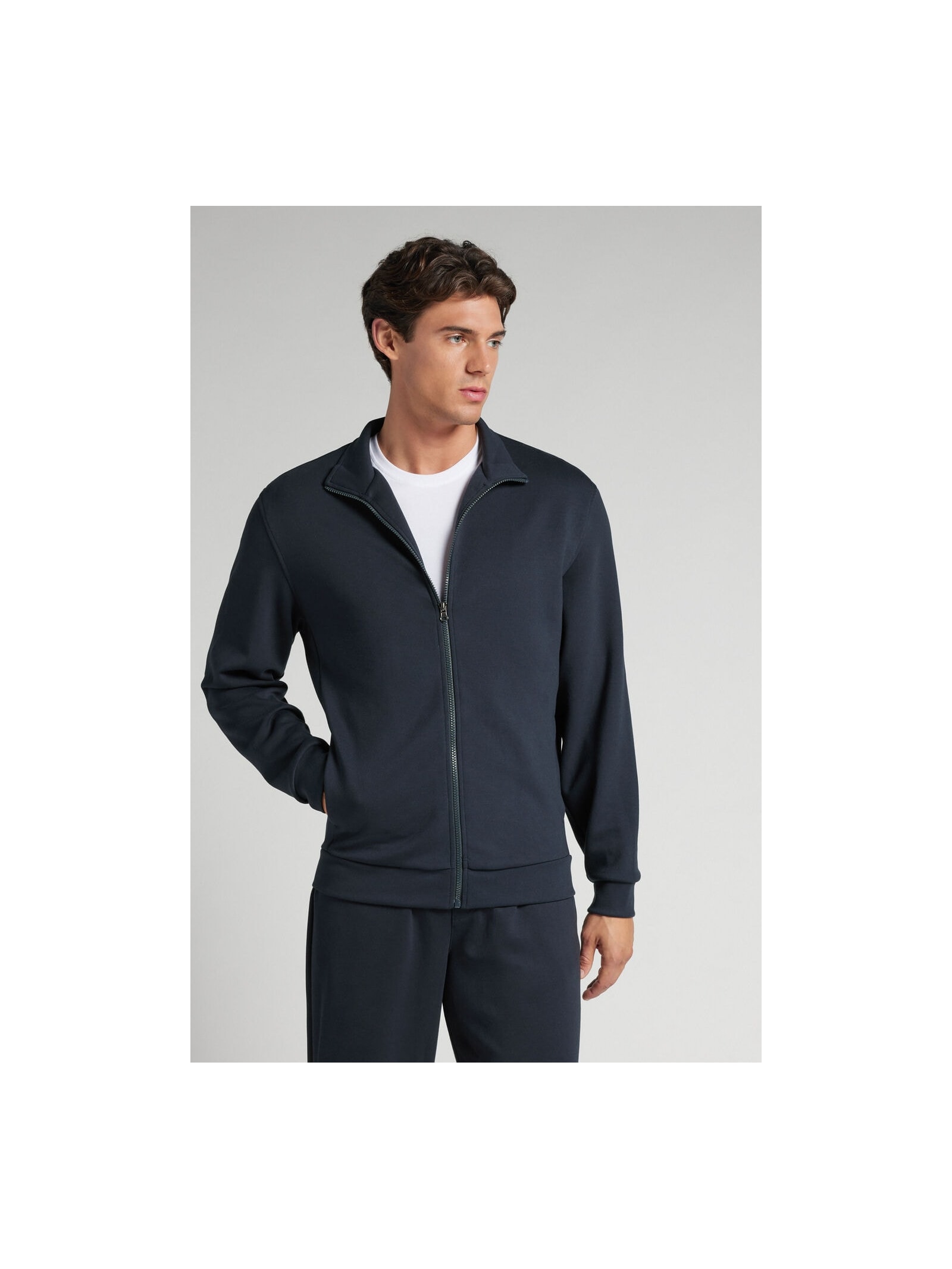 Jaqueta Técnica Efeito Soft Touch Com Zíper Azul Intimissimi