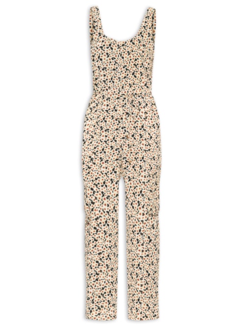 Jardineira Feminina Floral Ruído – Bege