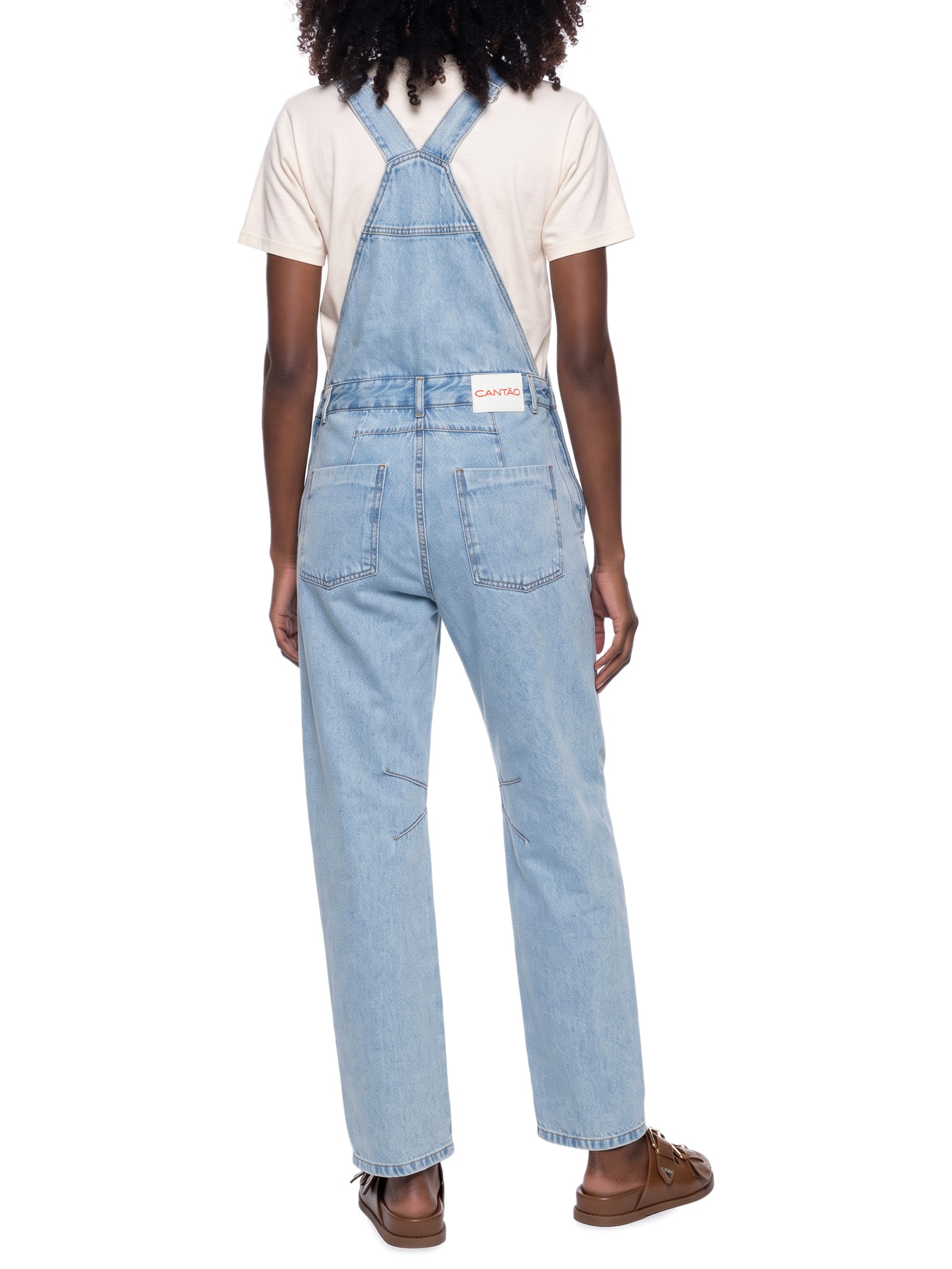 Jardineira Feminina Jeans Barrel – Azul Cantão