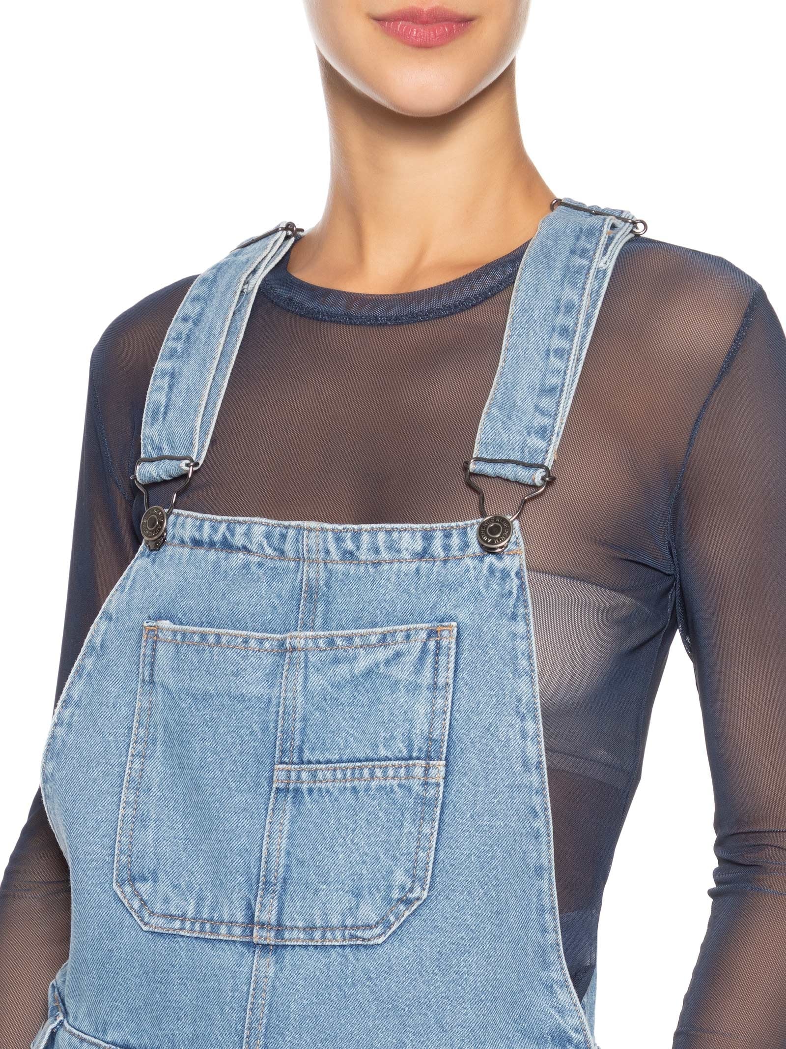 Jardineira Feminina Jeans Oversized Azul Market 33