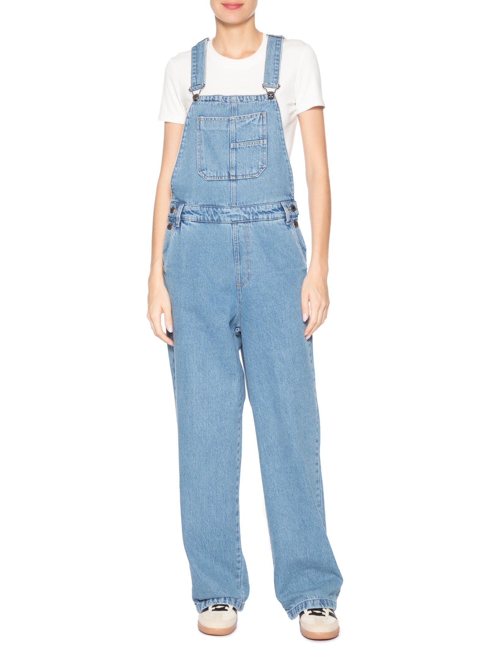 Jardineira Feminina Jeans Oversized Azul Market 33