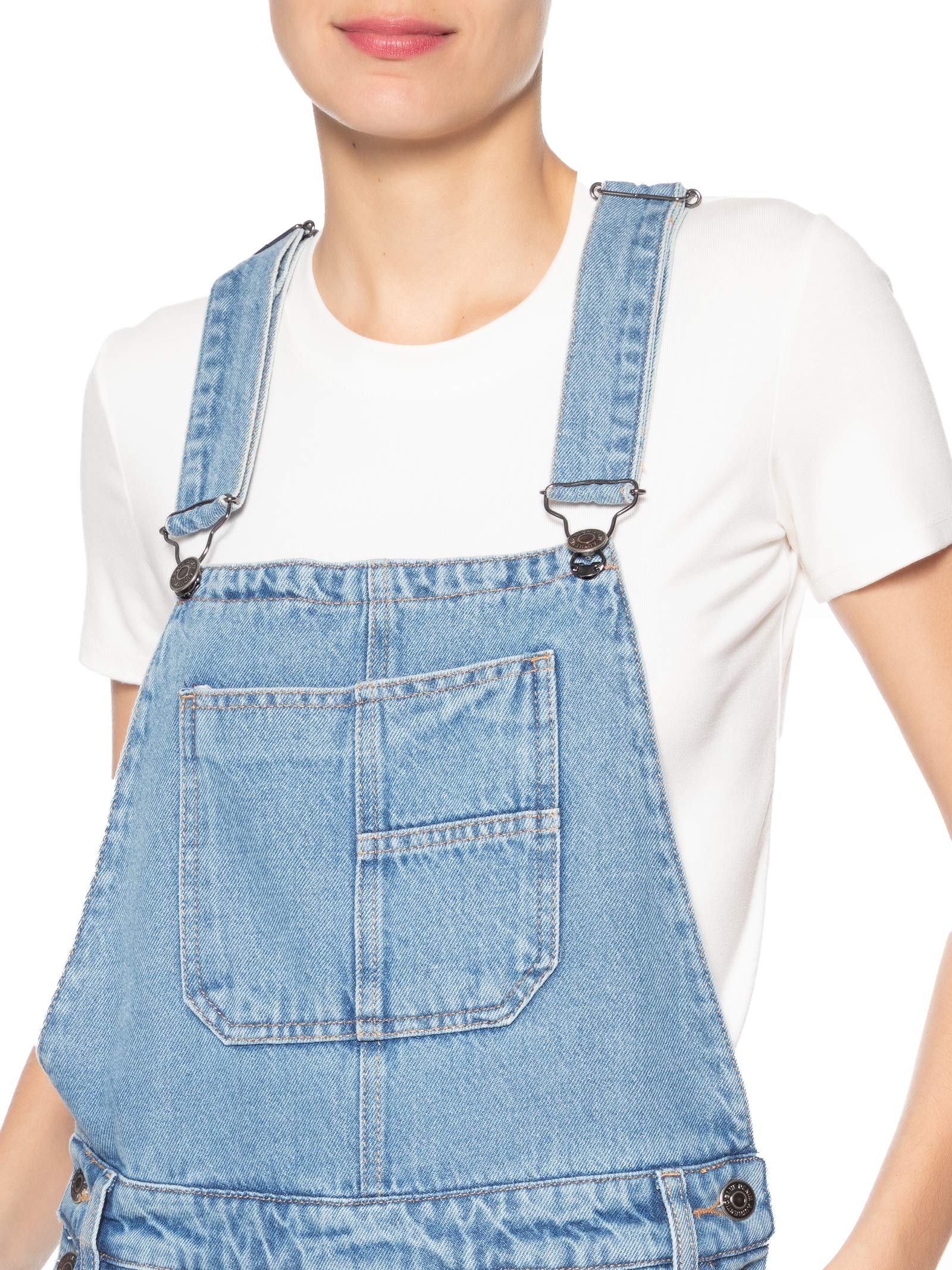 Jardineira Feminina Jeans Oversized Azul Market 33