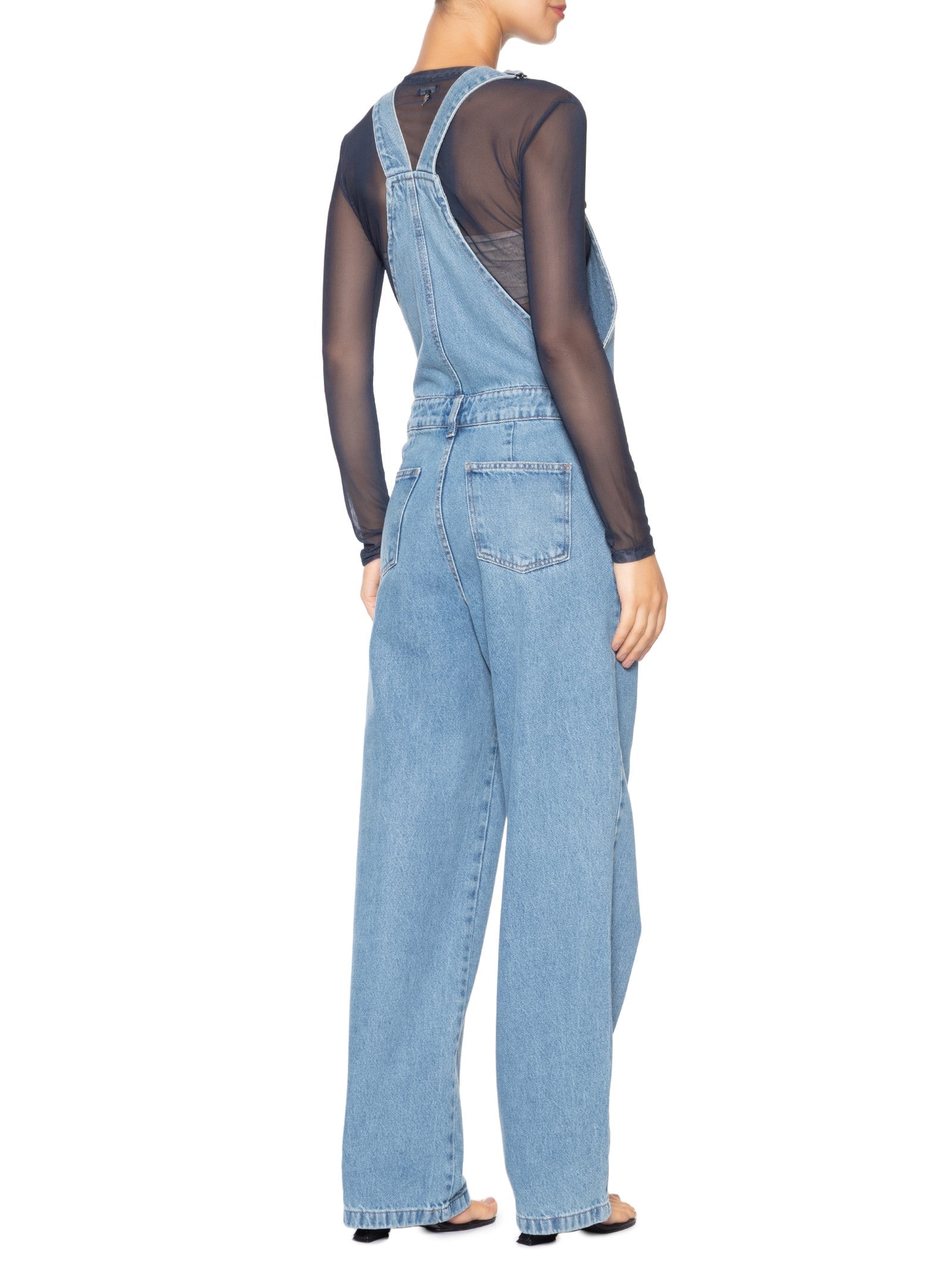 Jardineira Feminina Jeans Oversized Azul Market 33