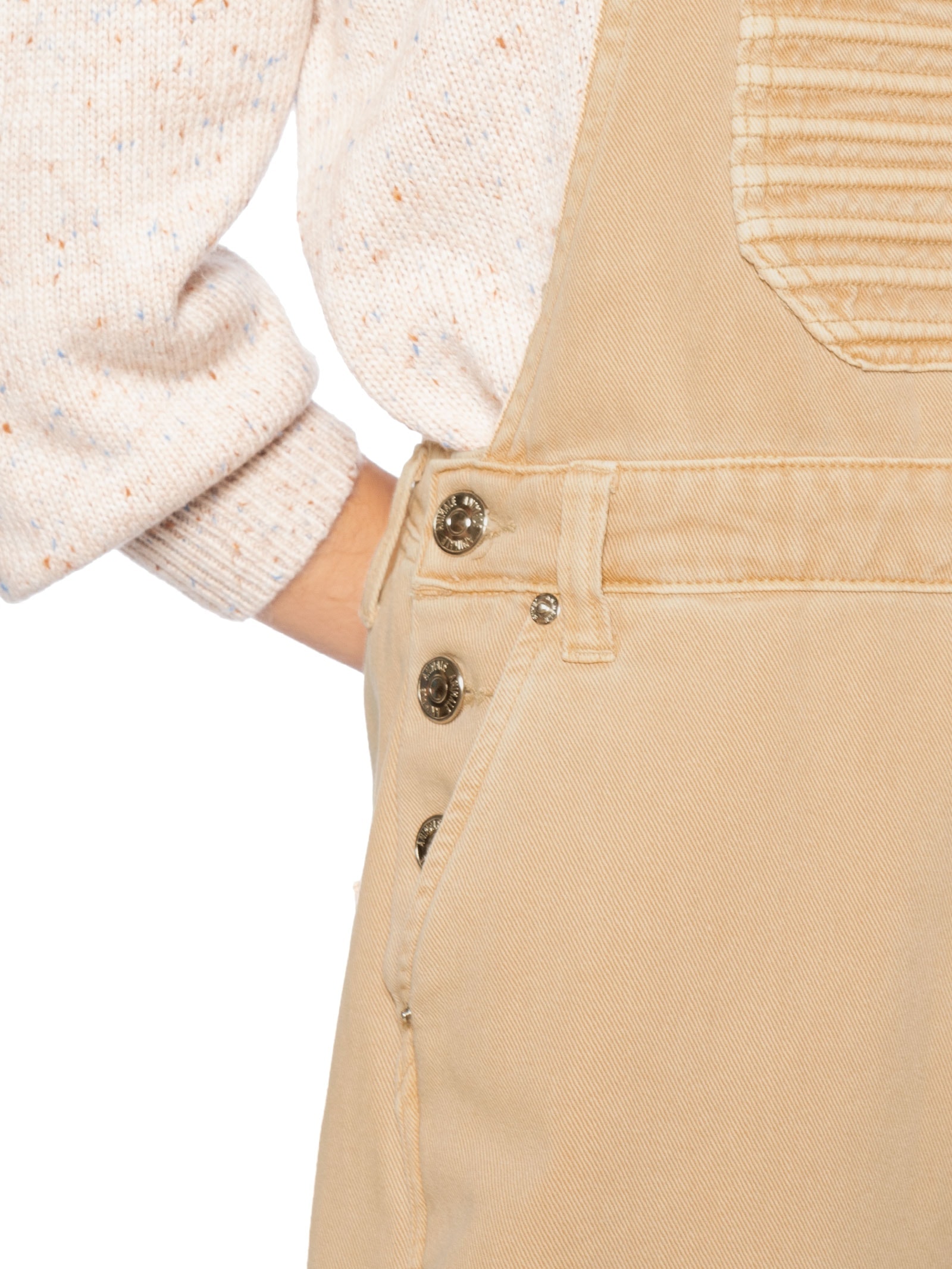 Jardineira Feminina Sarja Bege Animale Jeans