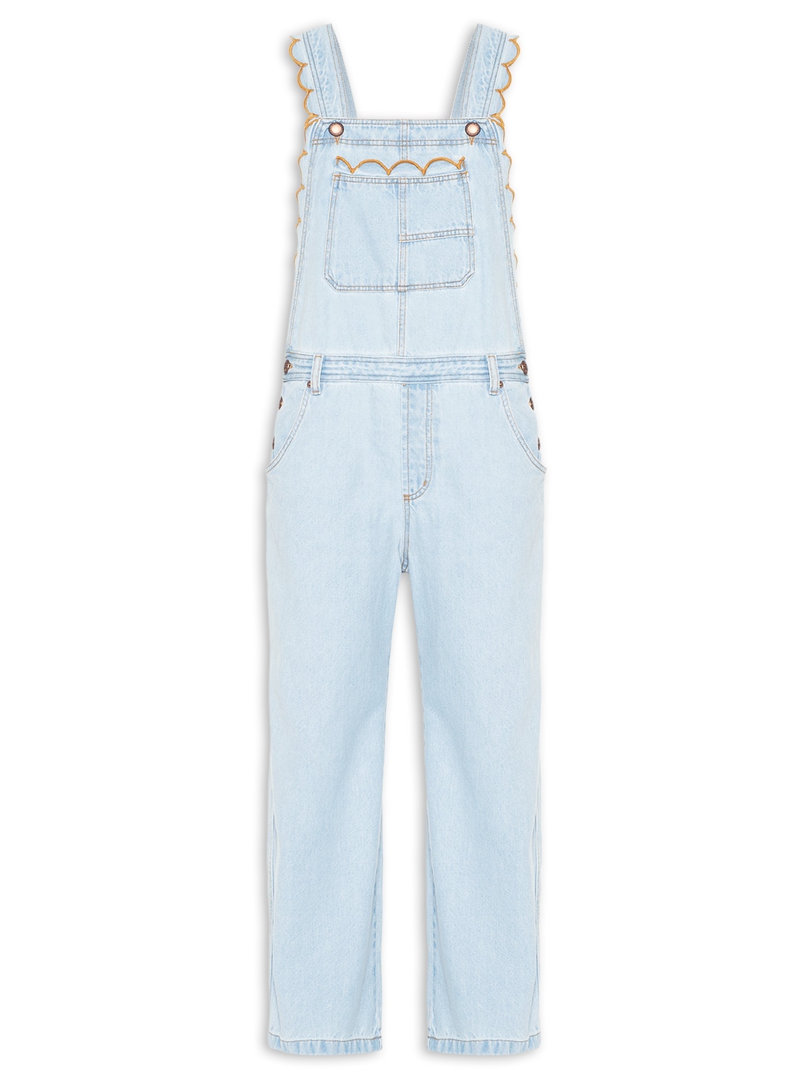 Jardineira Jeans Festone Azul  Farm