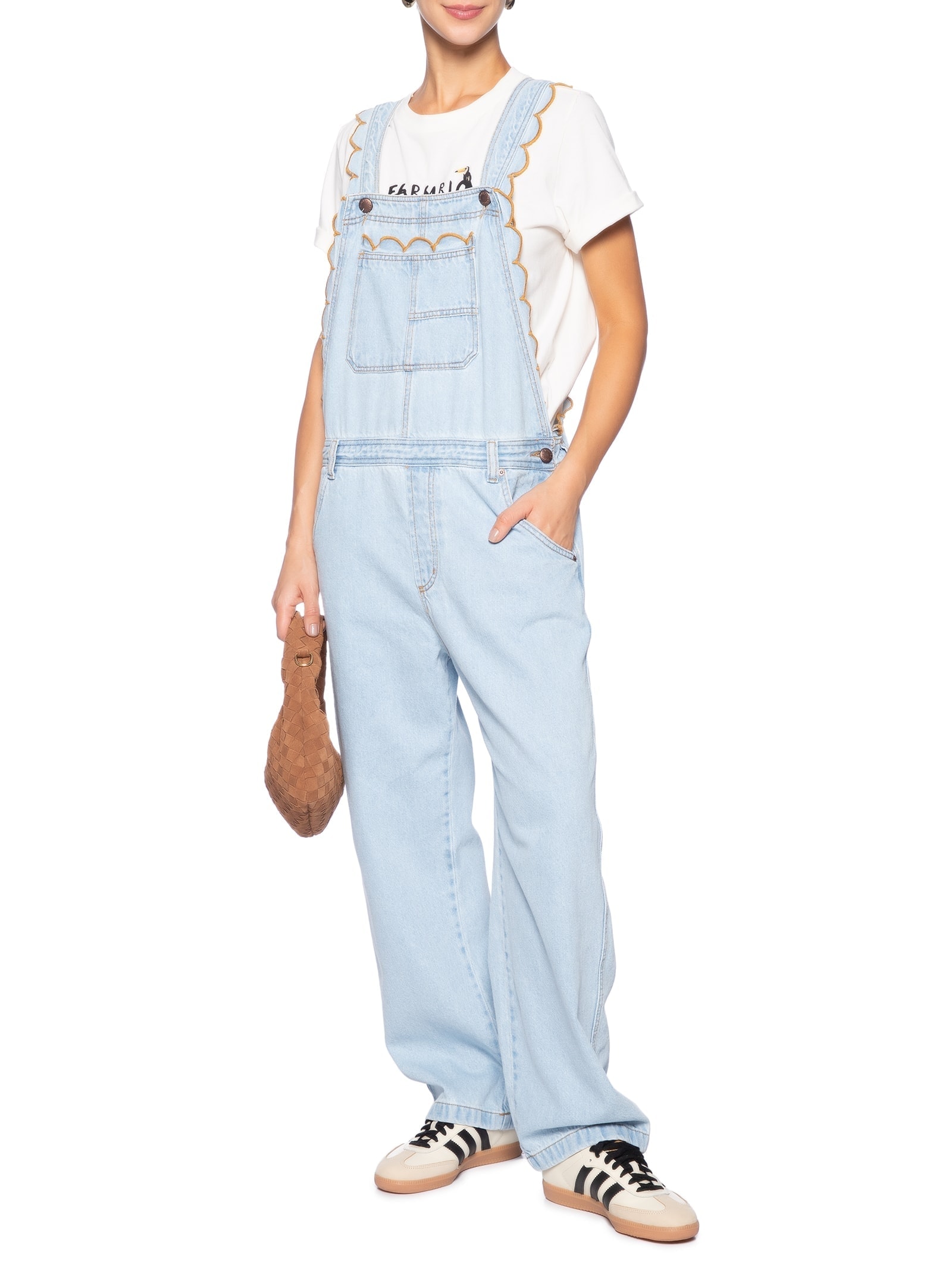 Jardineira Jeans Festone Azul  Farm