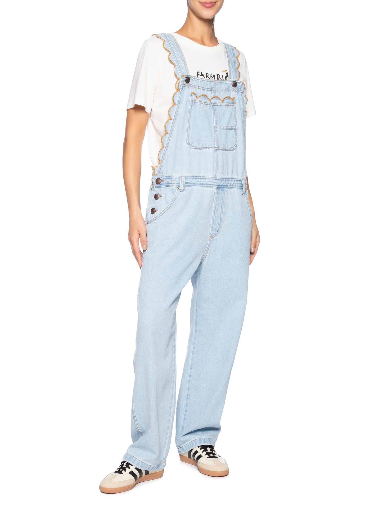 Jardineira Jeans Festone Azul  Farm