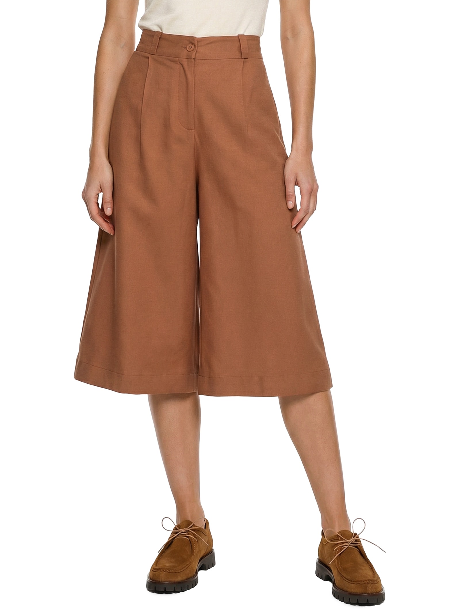 Jorts Feminino Liso Marrom Cacay