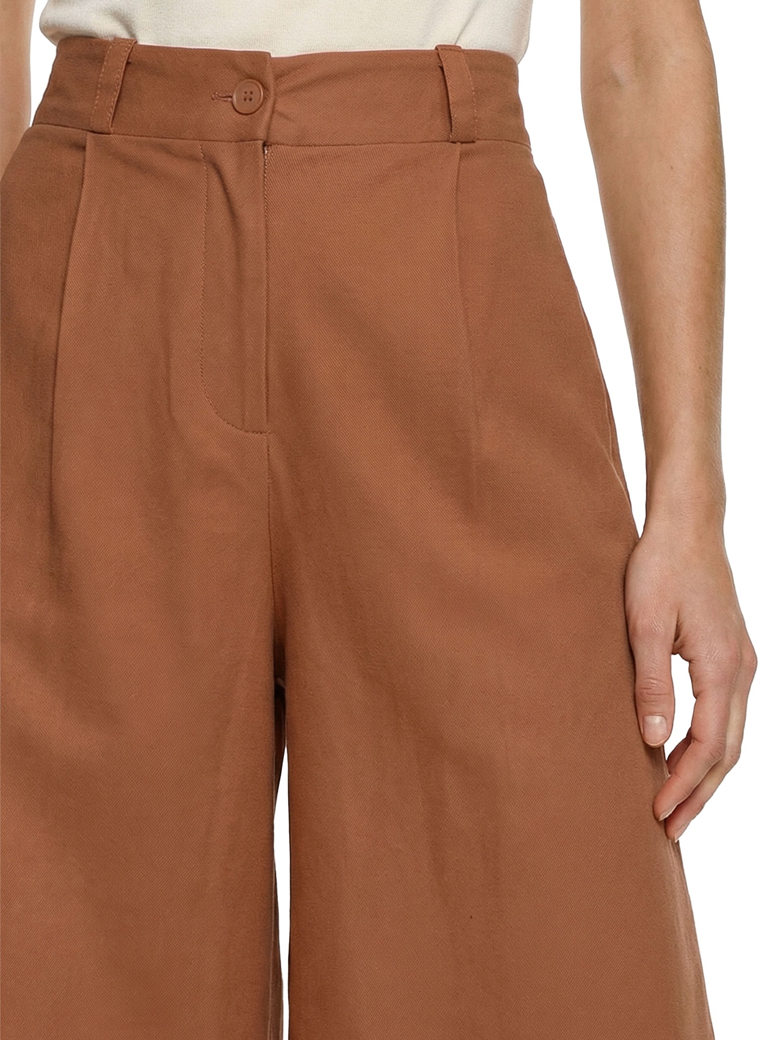 Jorts Feminino Liso Marrom Cacay