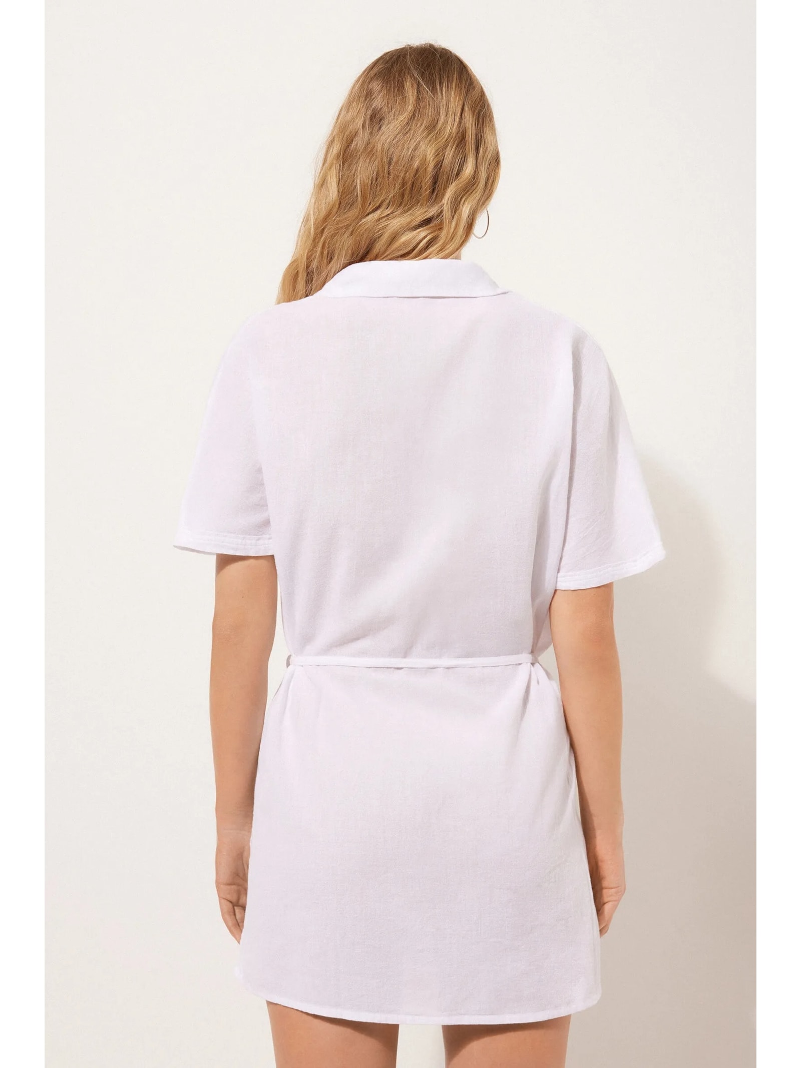 Kaftan Curto Com Cordão Ajustável Branco Calzedonia